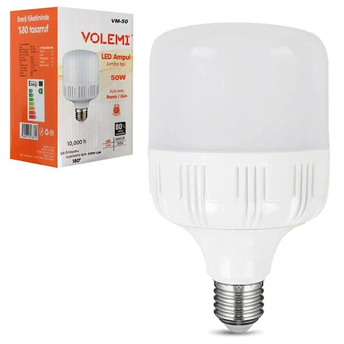 VOLEMI VM-50 Tourch Led Ampul Beyaz 220V 50W 2200Lm E27