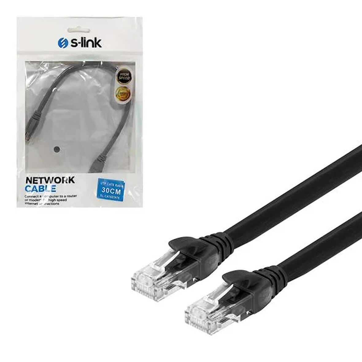 SL-CAT6030BK Cat6 Patch Network Ethernet Kablo Utp Siyah 30Cm