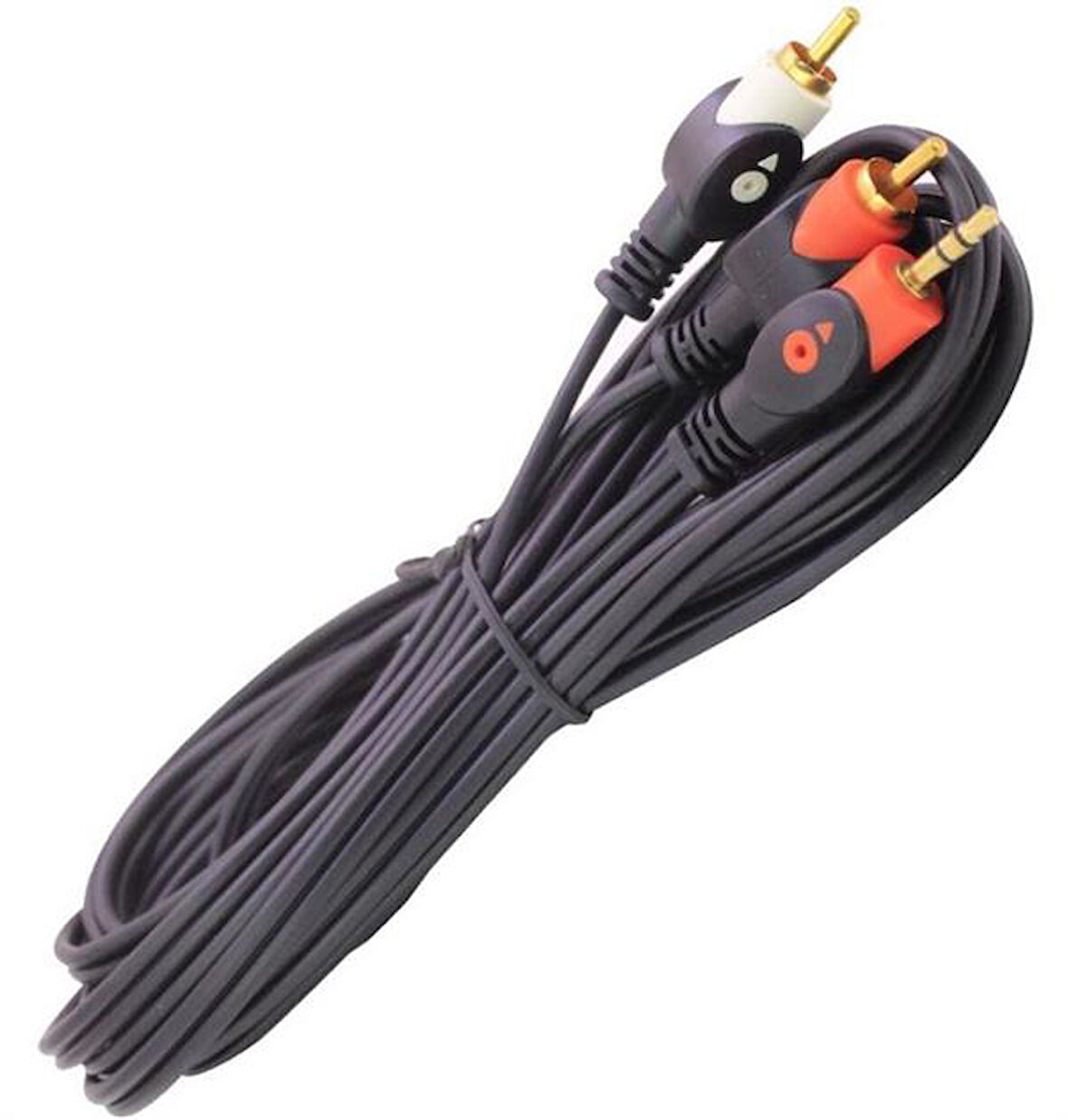 1. KALİTE 2 RCA ERKEK + 3.5 MM STEREO ERKEK 10 METRE SES KABLOSU