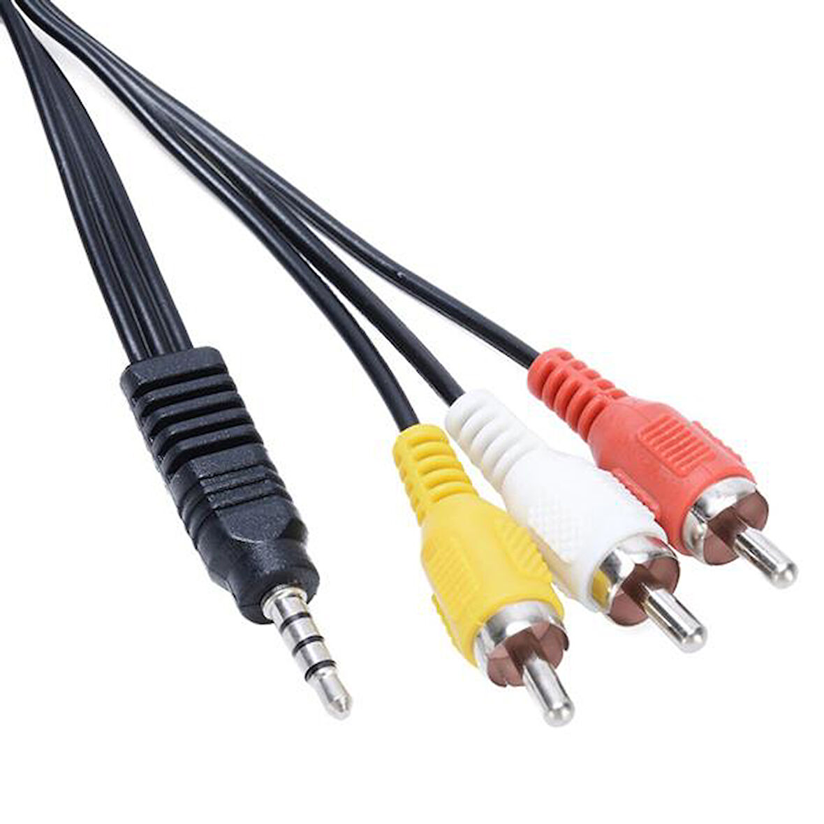 3.5 MM STEREO ERKEK / 3 RCA KABLO 1.2 METRE KISA JACK MODEL UYDU ALICISI AV KABLO