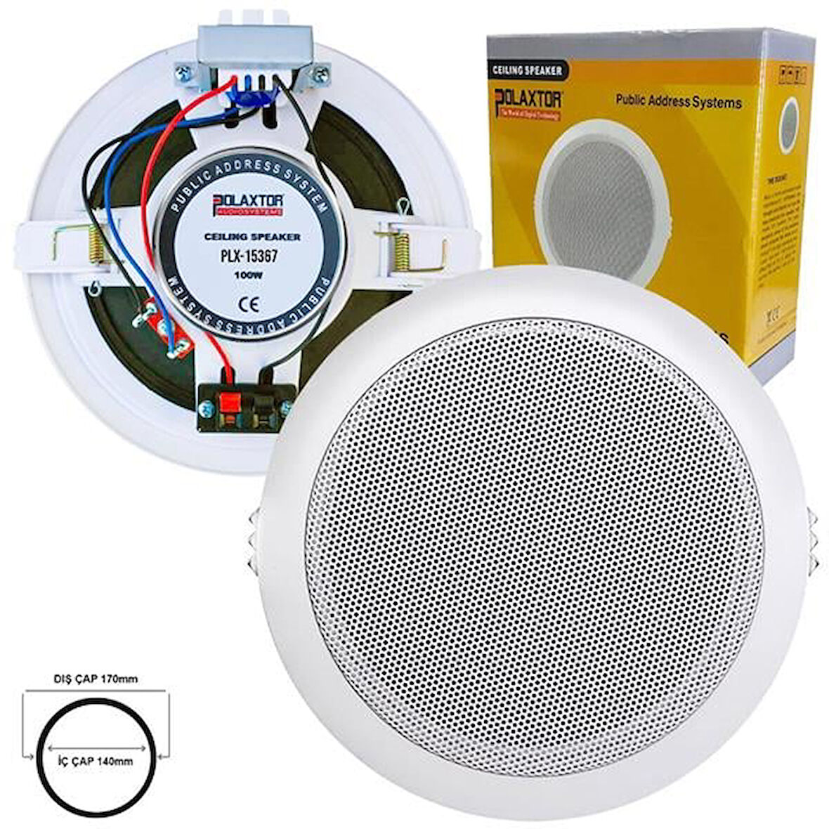 Alçıpan Tavan Hoparlör 13Cm 10 Watt Trafolu Beyaz