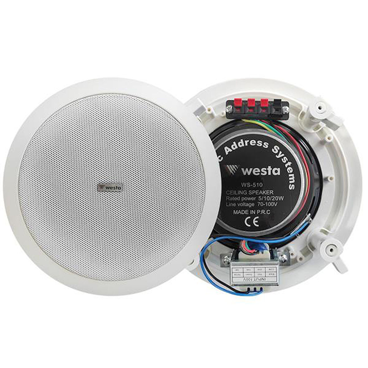 WS-510 Alçıpan Tavan Hoparlör 20Cm 10 Watt Trafolu Beyaz