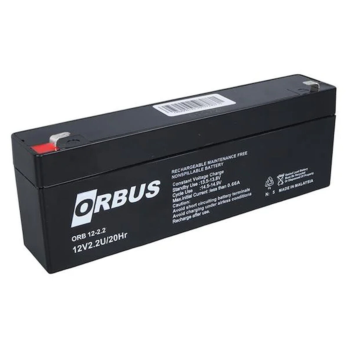 12 Volt - 2.2 Amper Yatık Uzun Akü