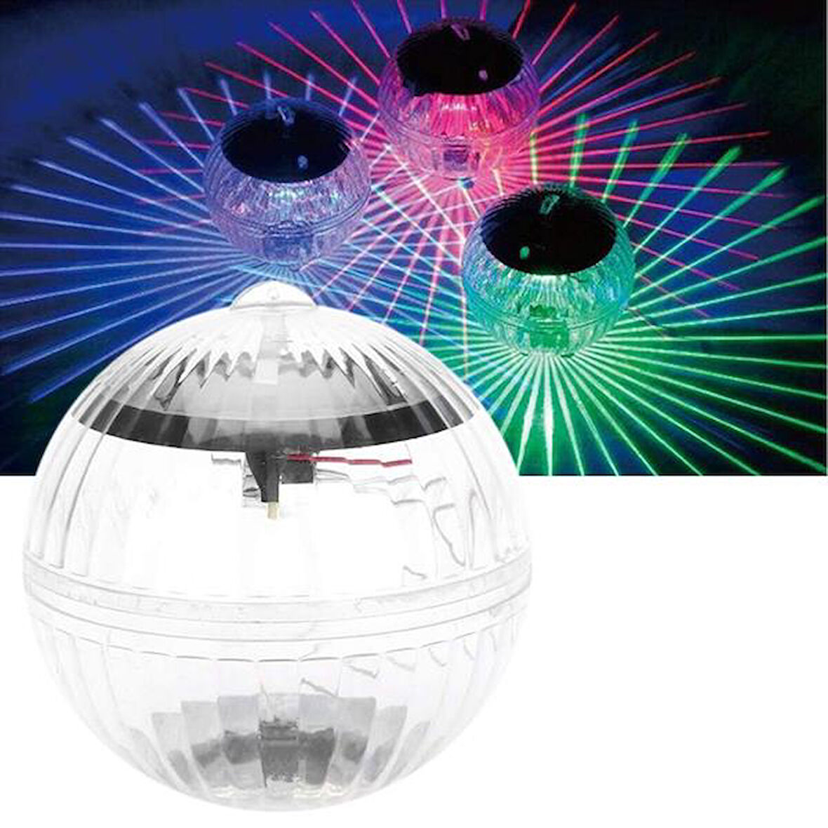 PM-25477 Solar Panelli Havuz Topu RGB Led Ambiyans Aydınlatma Su Geçirmez