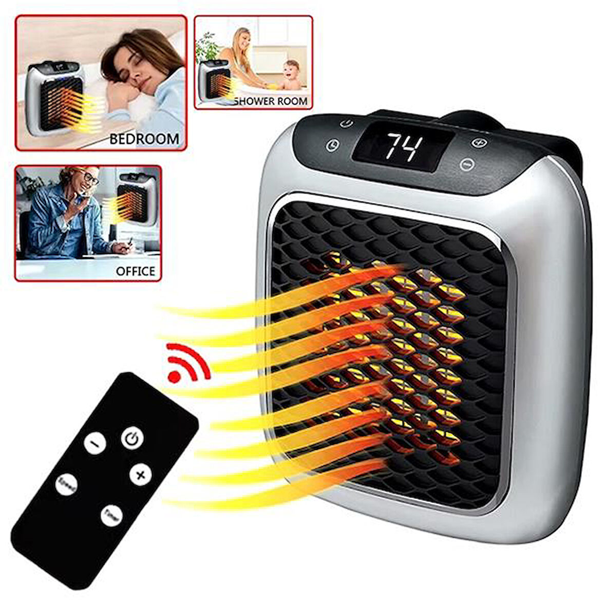 PM-26513 800 Watt Priz Tipi Uzaktan Kumandalı Taşınabilir Isıtıcı