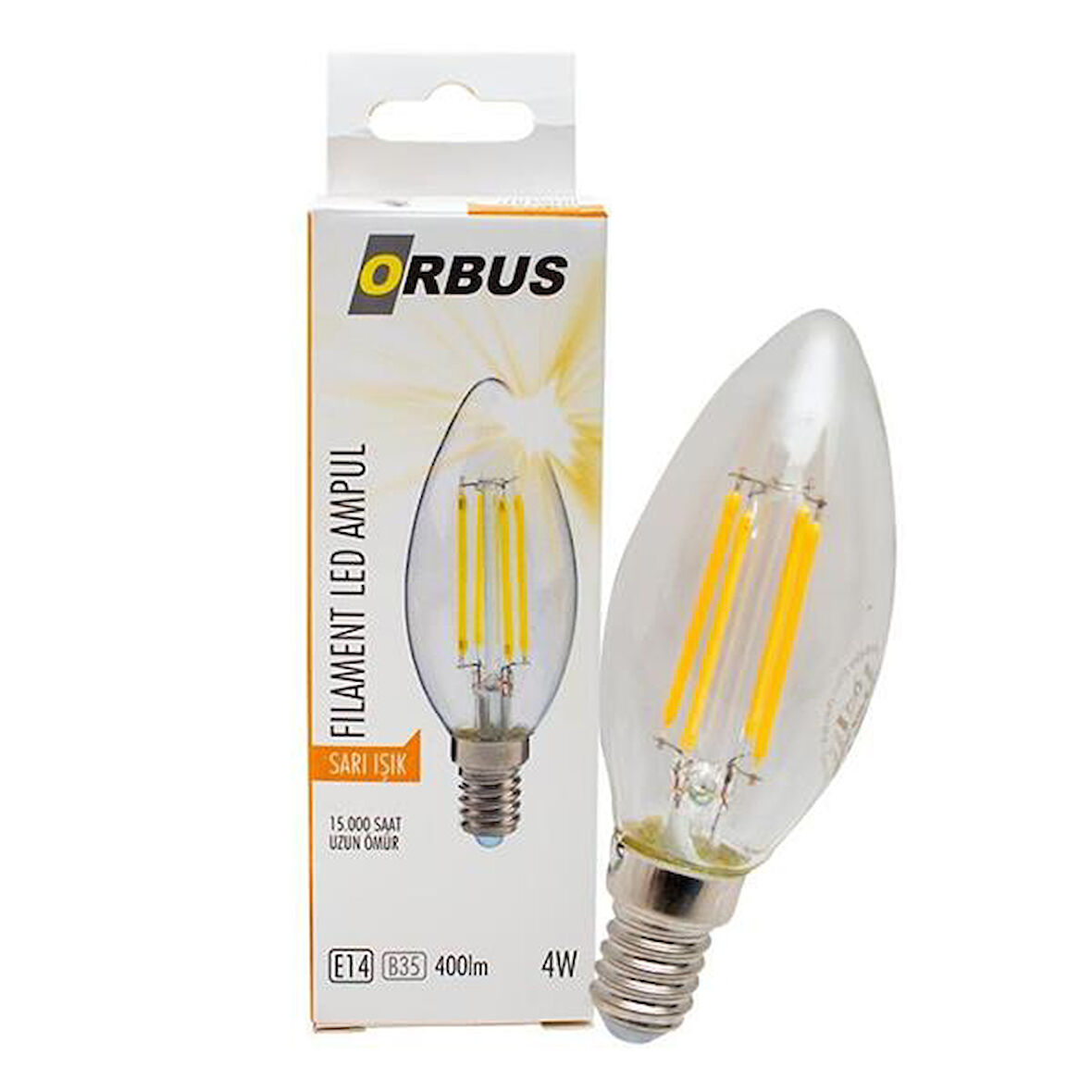 ORB-BC3 C37 4 Watt E14 400 Lümen Sarı Filament Led Ampul