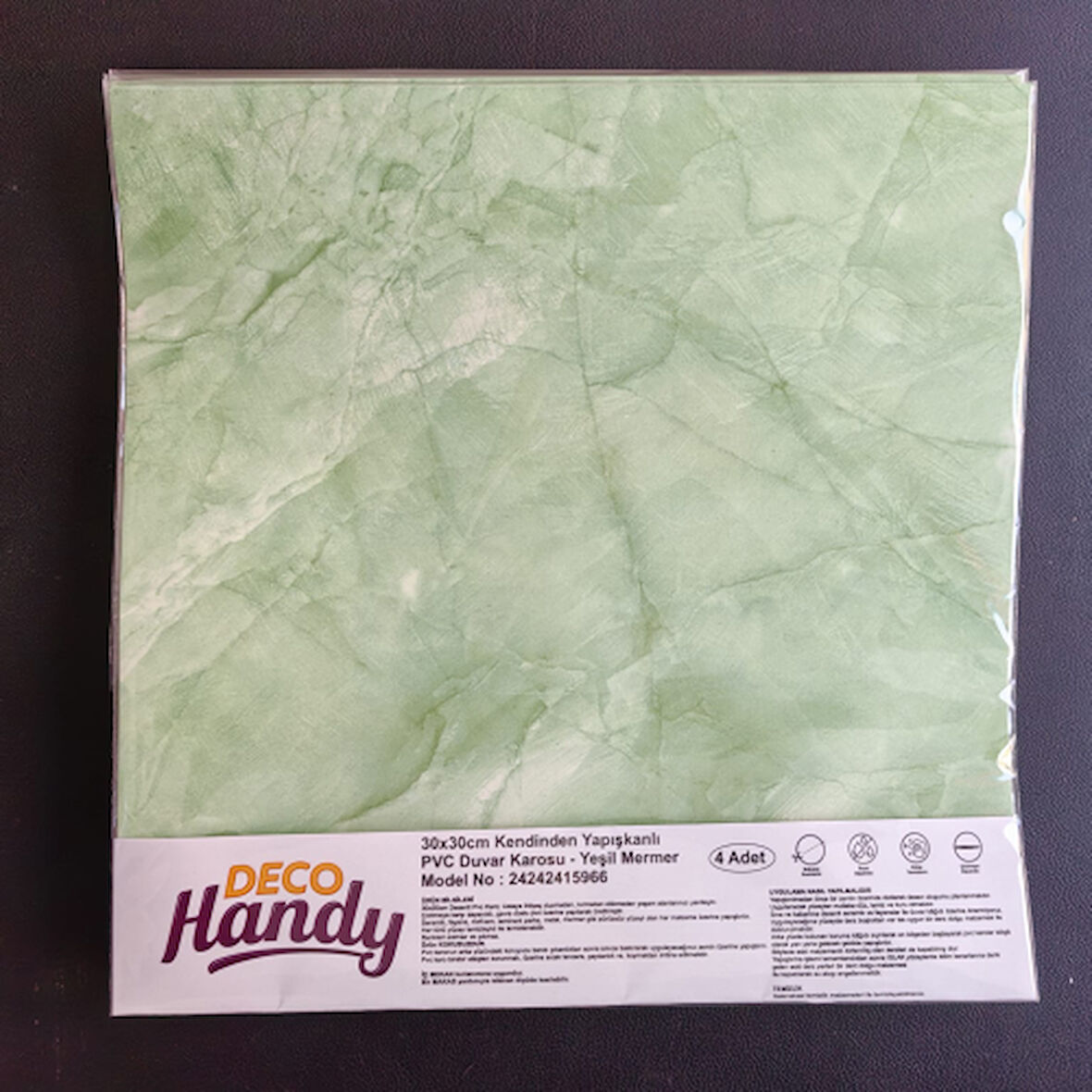Decohandy 30x30 Cm Pvc Duvar Karosu 4'Lü Paket - Yeşil