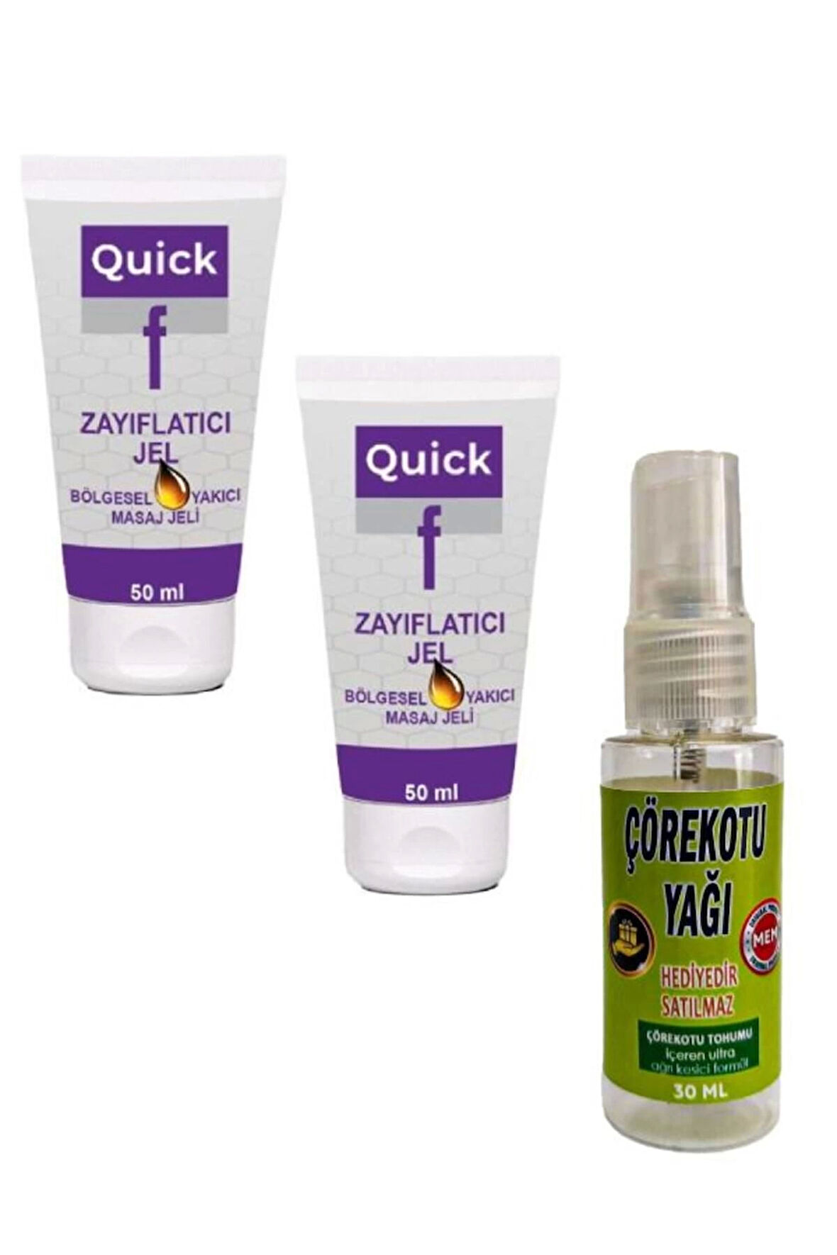 Quick Gel İnce Bir Karın Ve Bel İçin Masaj Bakım Kremi 50 Mlx 2 Ad+Çörek Otu Yağı 30 Ml