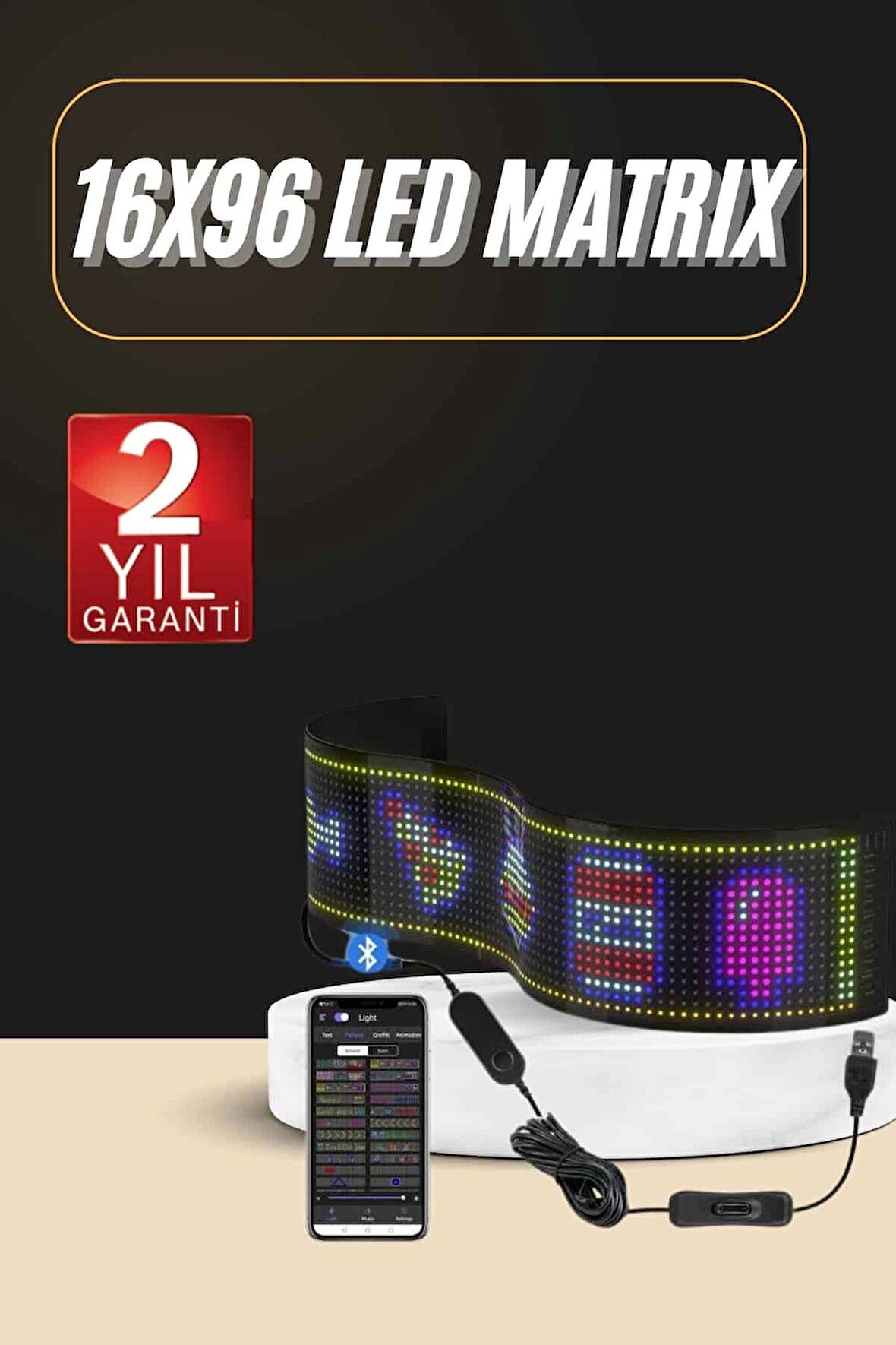 Led Ekran Matrix Panel En Büyük Boy 16X96 Araba Yazısı 19.2X89.8 Cm