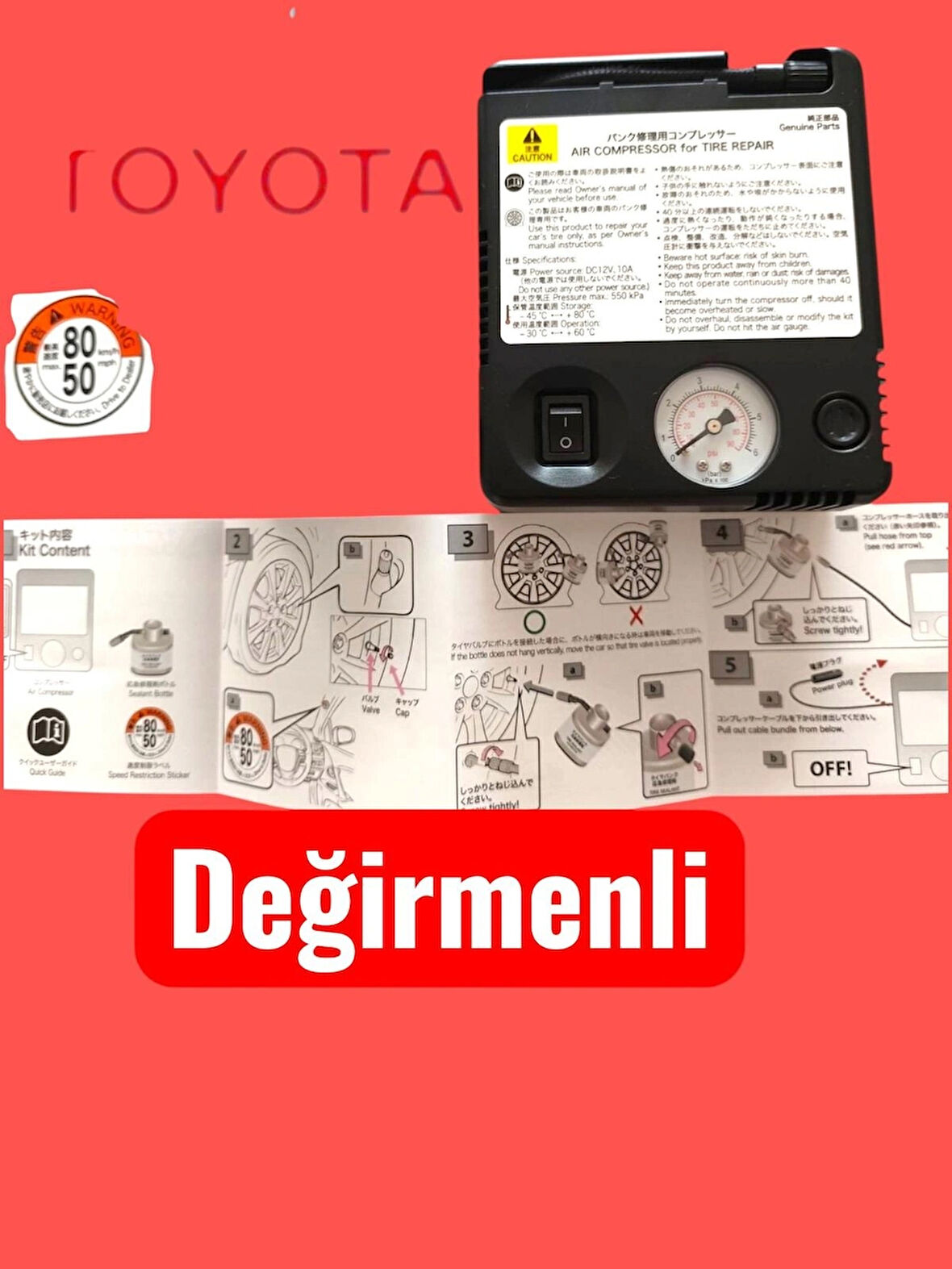 Orjinal Toyota Tüm modeller icin Uyumlu - Lastik Sisirme Kompresörü