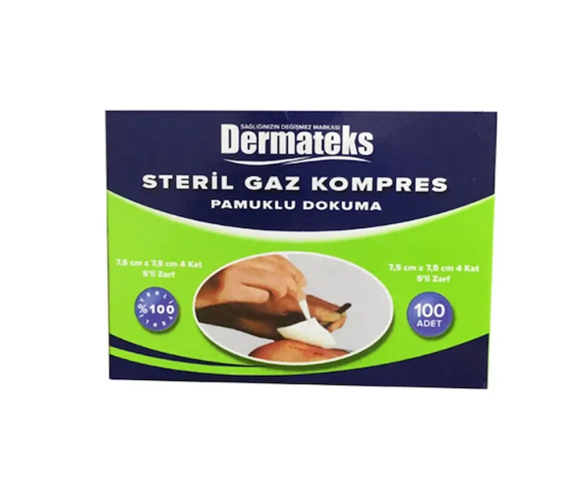Dermateks Steril Gaz Kompres 7.5x7.5 100 Adet 4 Kutu