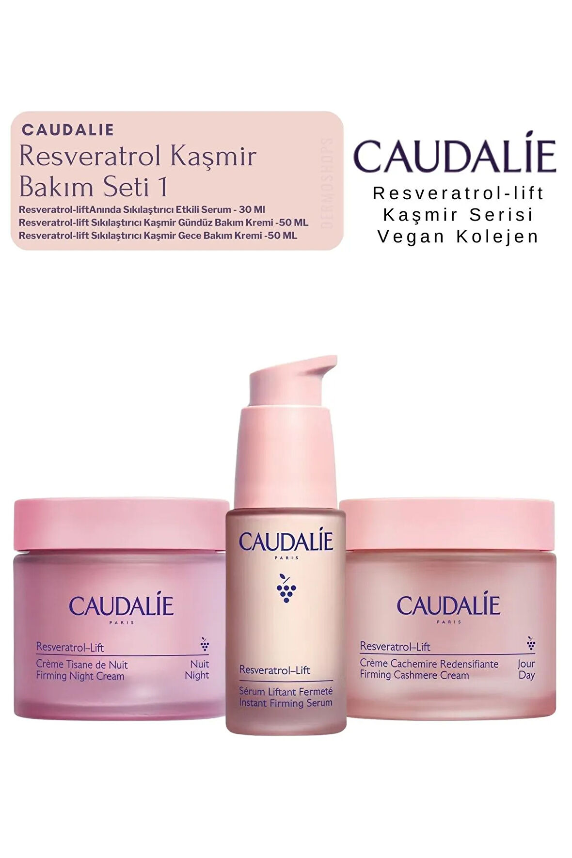 Resveratrol Kaşmir Bakım Seti 1 | Gece Krem - Gündüz Kremi - Serum Orijinal BOY SET