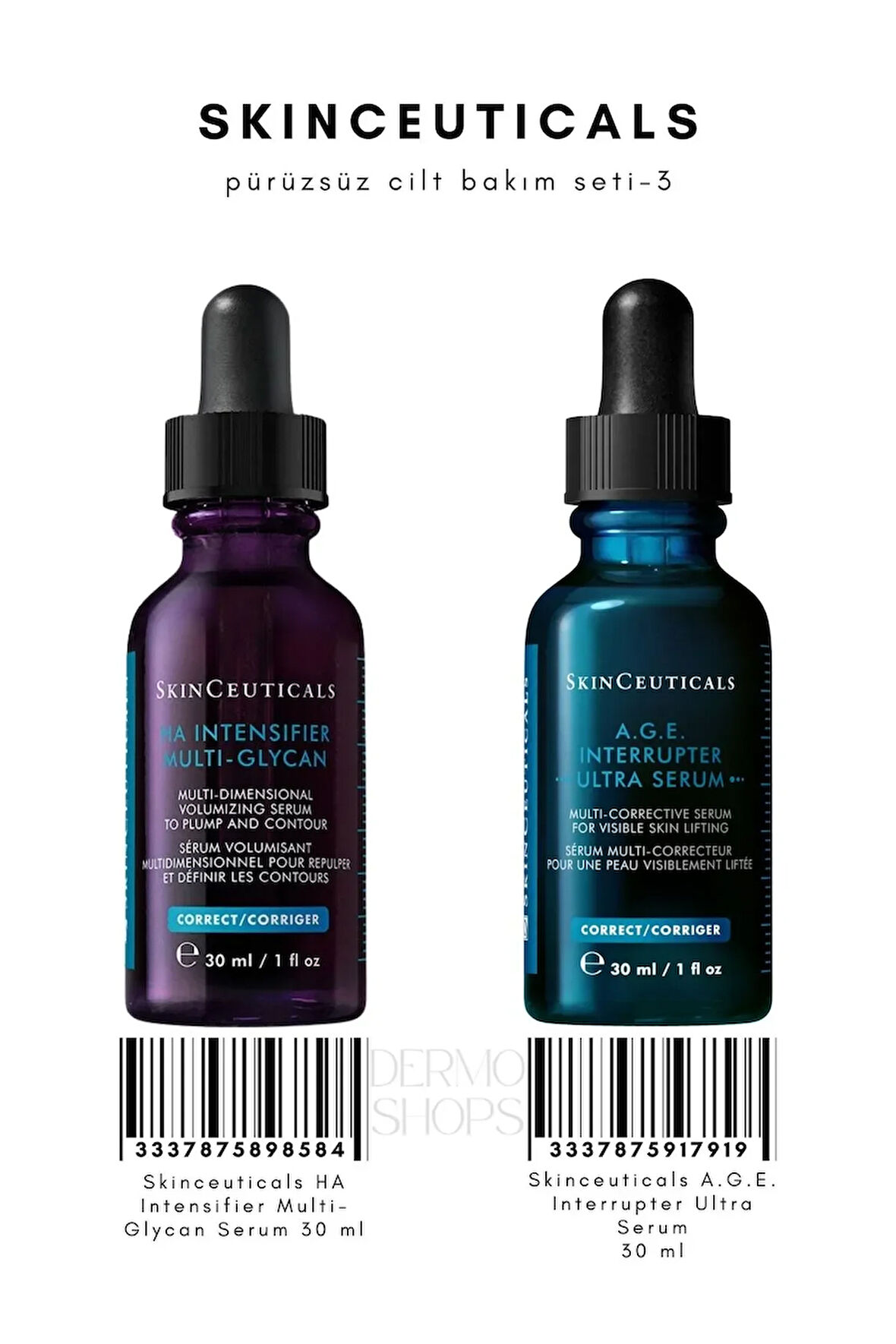 Prüzsüz Cilt Bakım Seti -3 | HA Intensifier Multi-Glycan Serum 30 ml & Interrupter Ultra 30 ML | DS