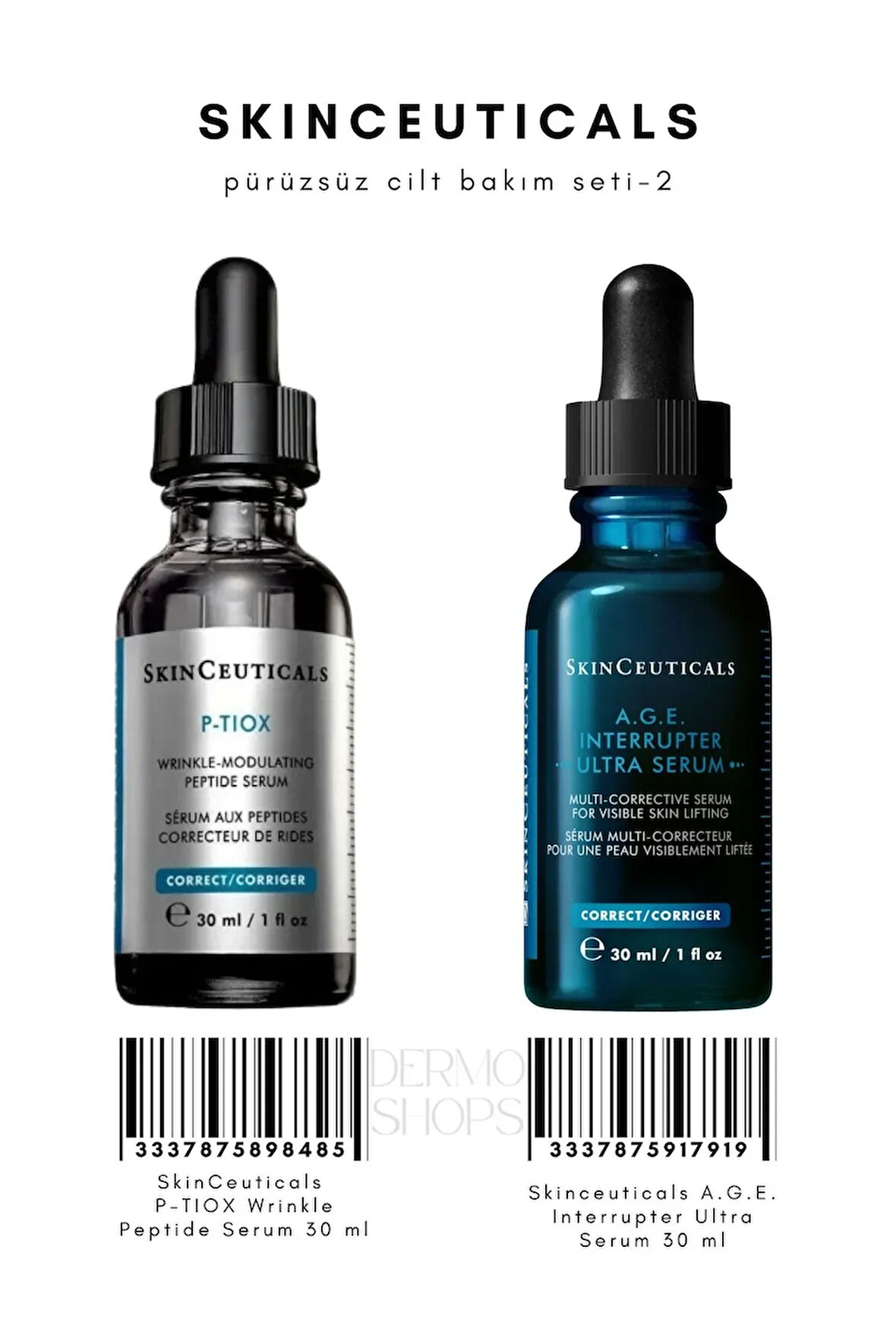 Prüzsüz Cilt Bakım Seti 2 | P-tiox Serum 30 ML & A.G.E. Interrupter Ultra Serum 30 ML DS