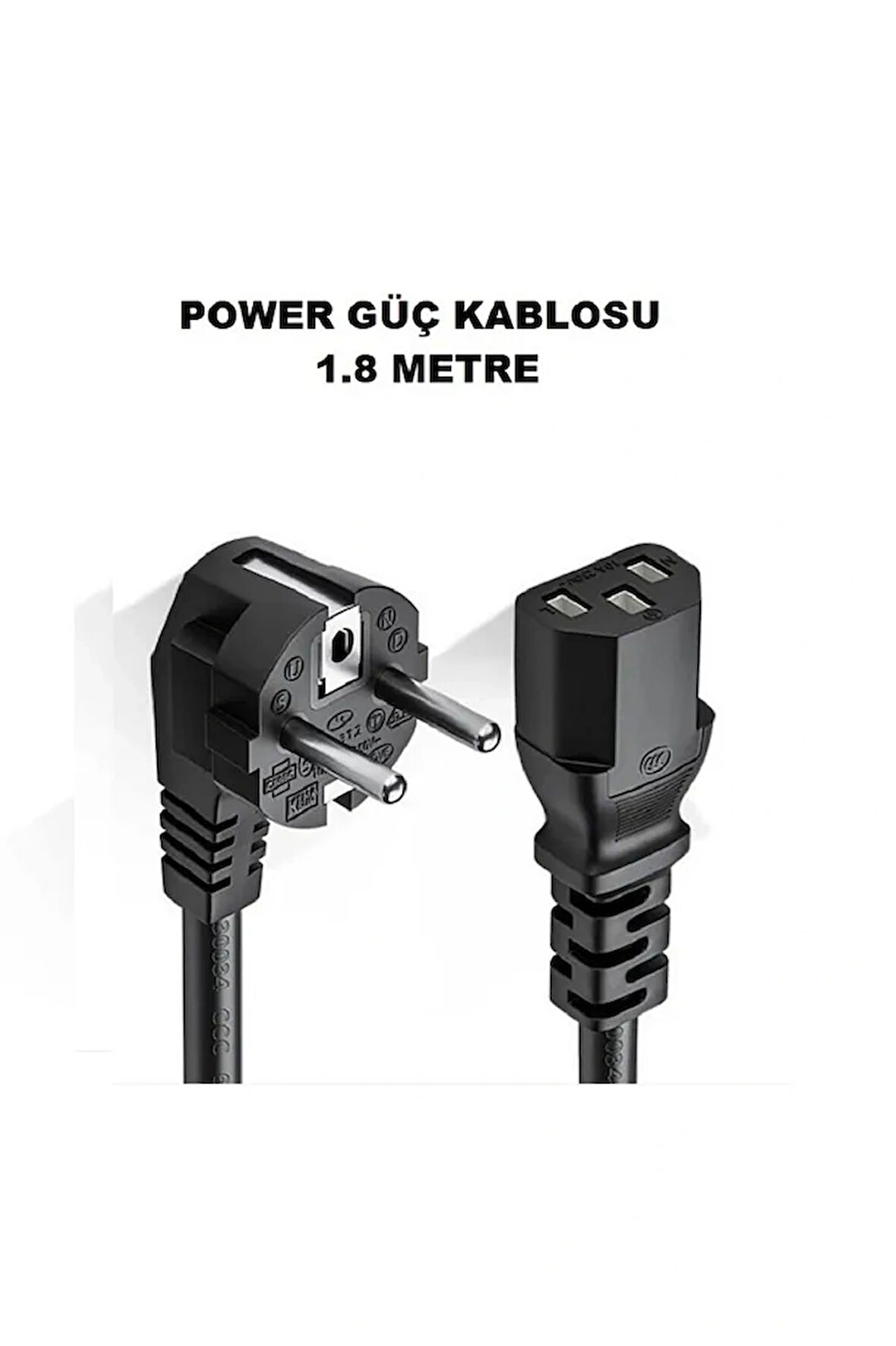1.8 Metre Power Güç Kablosu Kasa PC Monitör Arası Baskül Şarj Fişi 3pinli Güç Adaptörü Kablosu