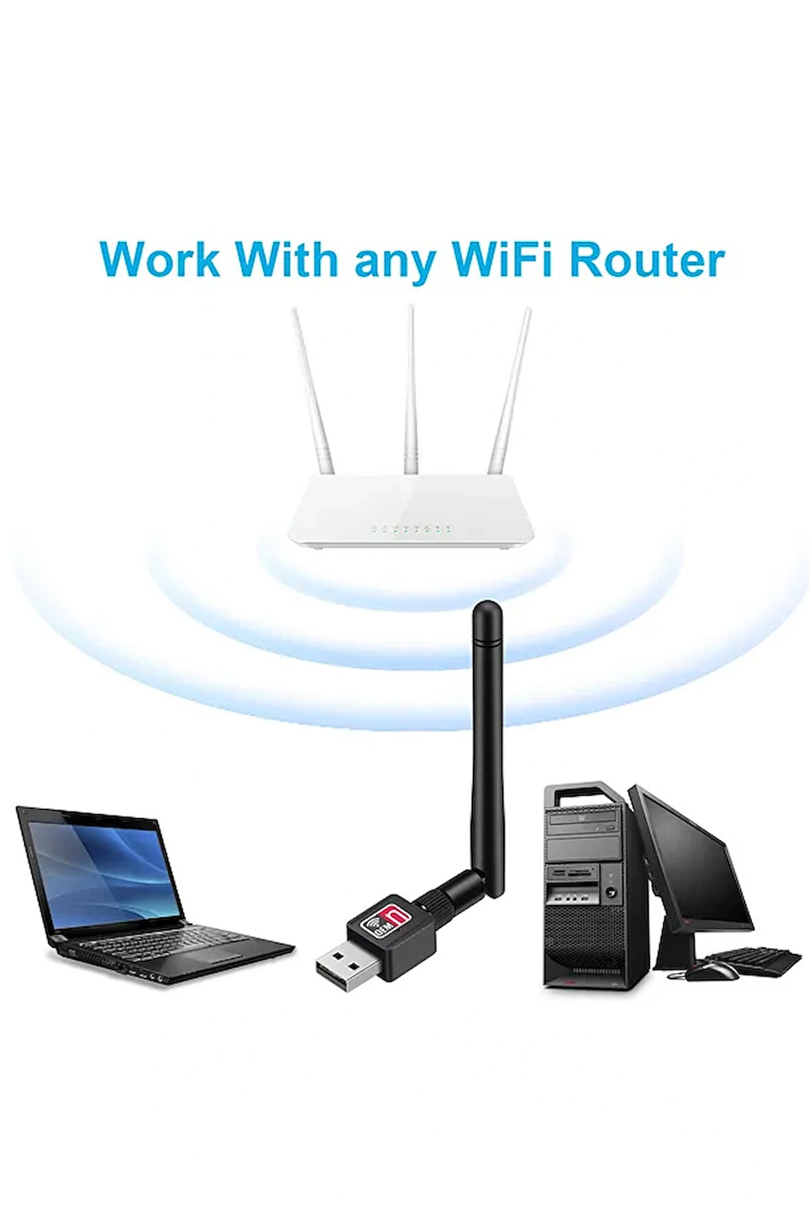 Usb Wifi Adaptörü 600mbps 2.4 Ghz Usb 802.11n/g/b Dongle Usblan Kablosuz Ağ Kartı Pc Wifi Alıcısı