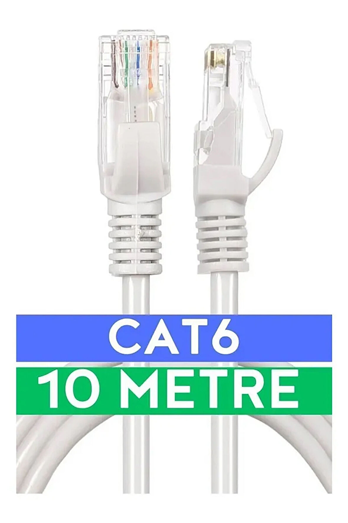 10 Metrelik Cat6 Lan Fabrikasyon Internet Data Kablosu(Ethernet Modem RJ45 Uçlu Jacklı Network Adsl)
