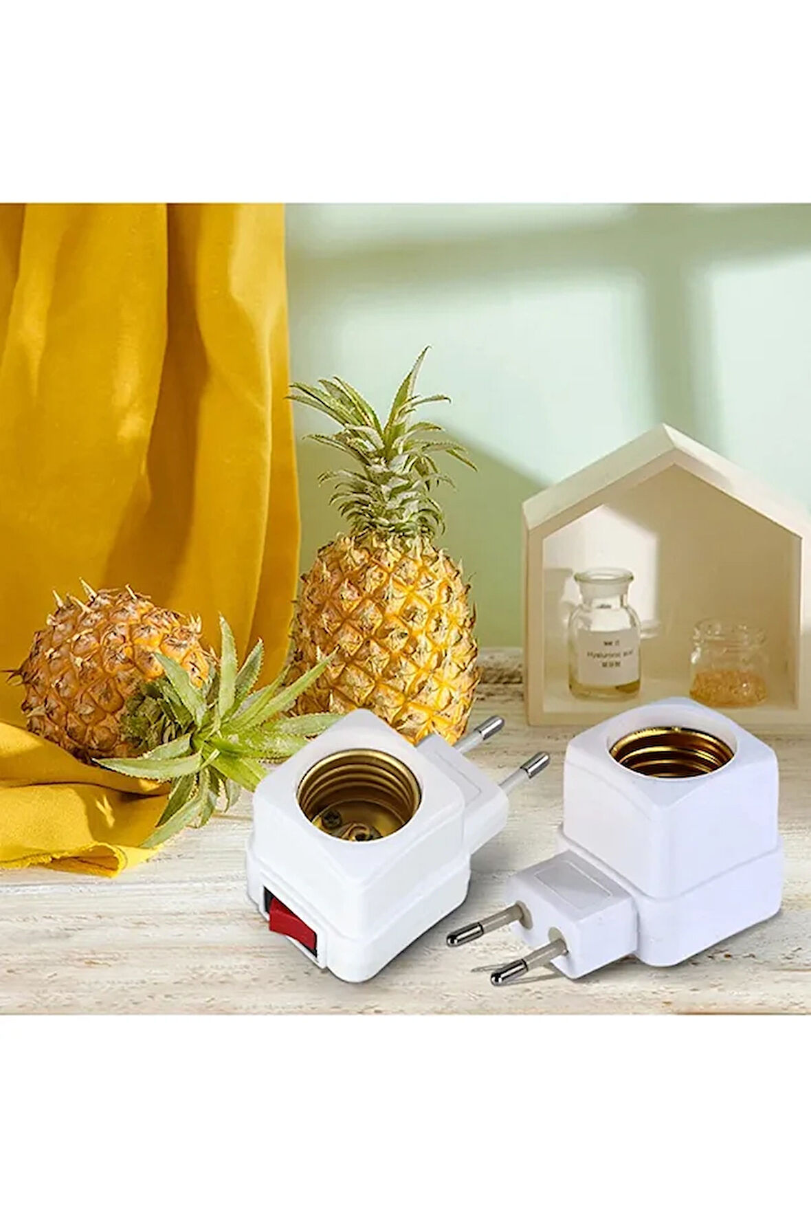E27 LED Işık Lamba Ampuller Soket Tabanı Tutucu AB Tak Adaptörü ON/OFF Anahtarı Aydınlatma 1 Adet