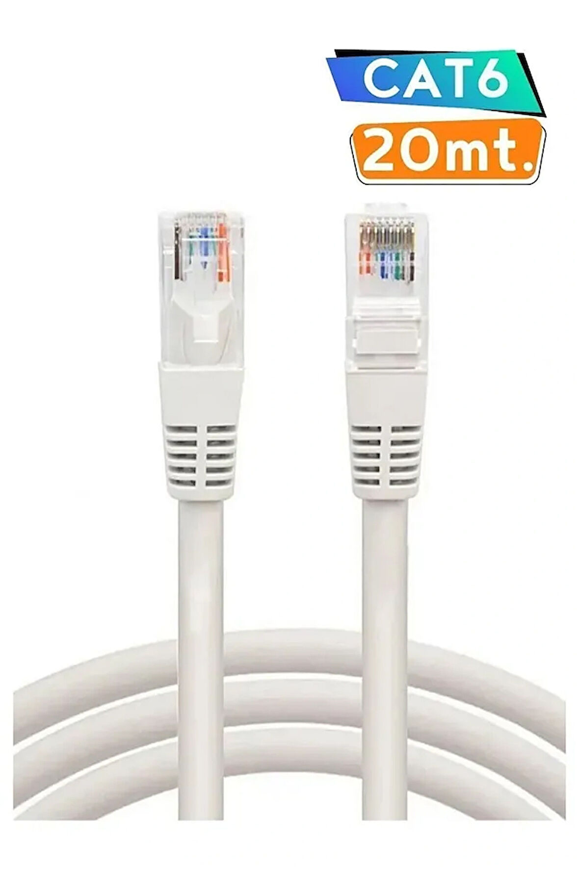 20 Metrelik Cat6 Lan Fabrikasyon Internet Data Kablosu(Ethernet Modem RJ45 Uçlu Jacklı Network Adsl)