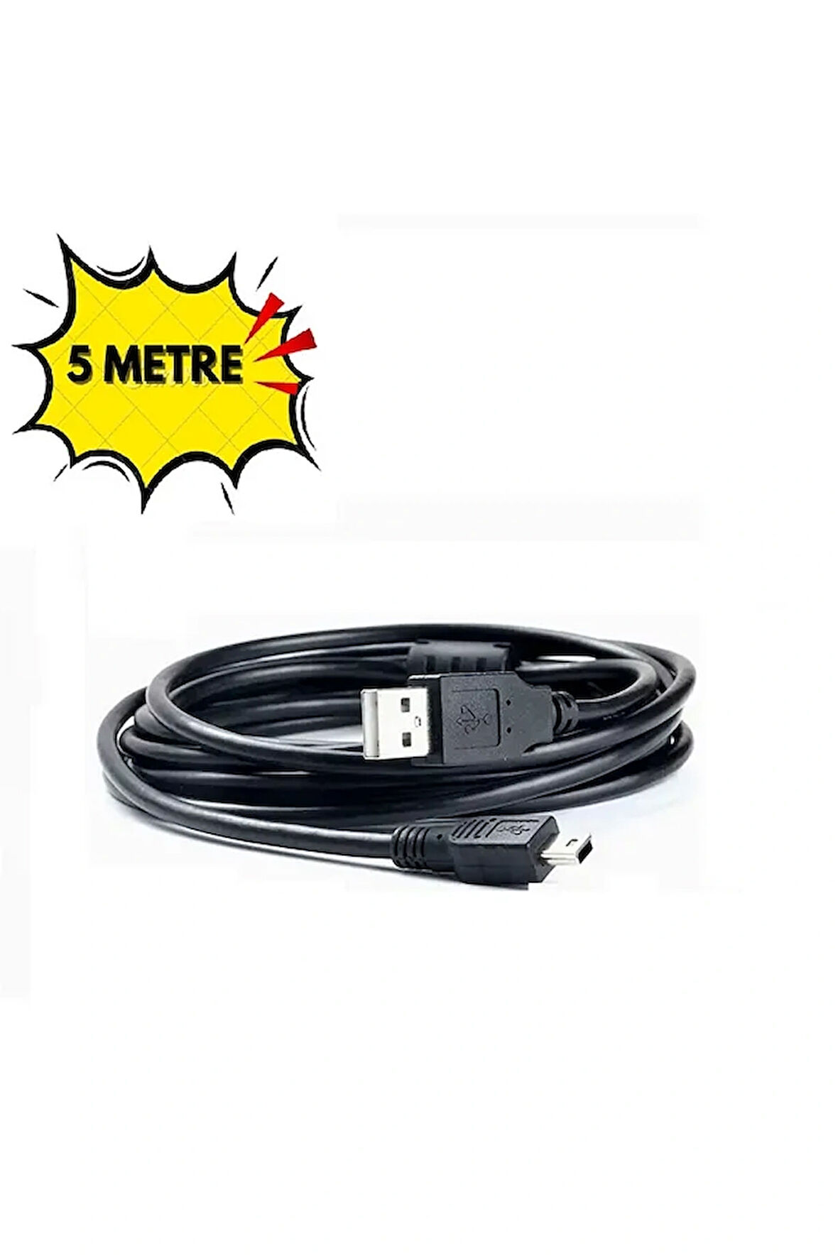 5 Metre Mini Usb 5Pin Hızlı Veri Şarj Aleti Kablosu PS3 MP3 MP4 Çalar Araba DVR GPS Dijital Kamera