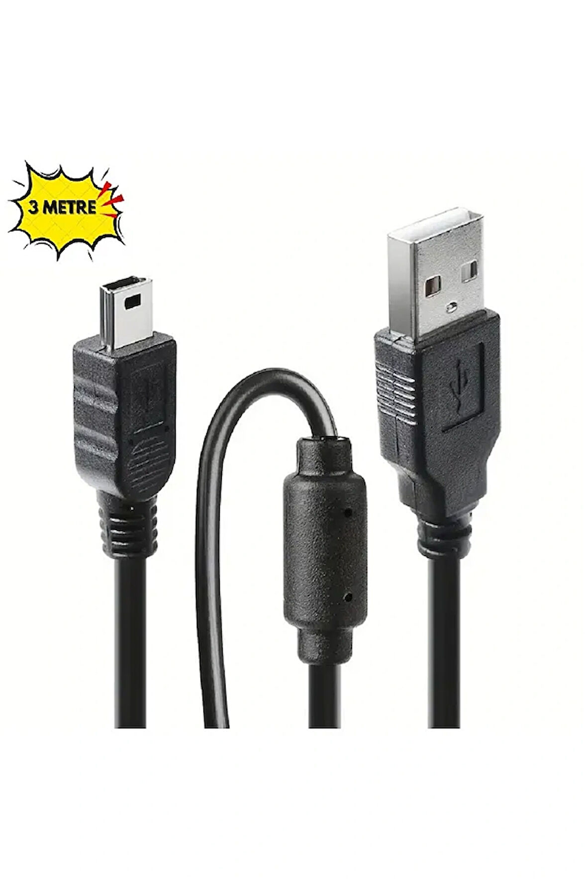 3 Metre 3mt Usb Kablosu Ps3 2.0 A Erkek Mini B 5Pin Bağlantı Noktası Mini USB Cihazlar İçin Kablo