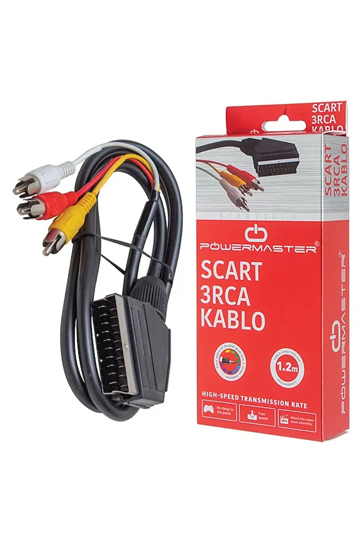 Lcd Tüplü Tv Televizyon Uydu Bağlantı Kablosu 7mm Scart 3 Rca Video Audio 3 Tos Uydu Dvd Kablo 1.2mt