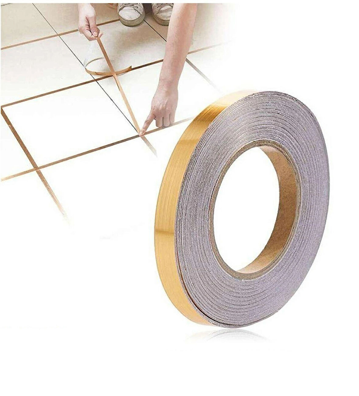 50 Metre Dekoratif Banyo Mutfak Fayans Arası Derz Şerit Bant Gold Renk 1 Cm