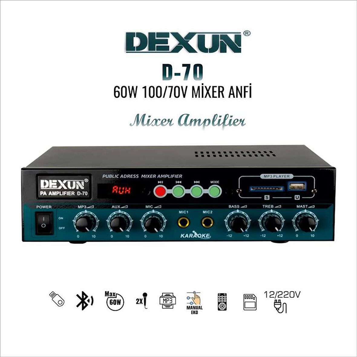 DEXUN D-70 60W 100V ANFİ (USB'Lİ)