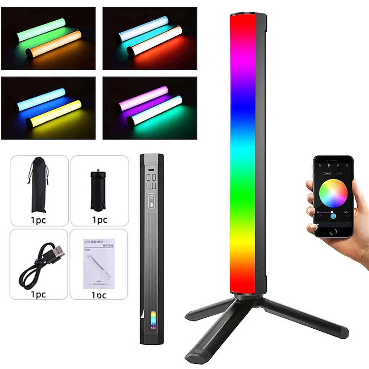 Deyatech RGB Led M07 Ortam Aydınlatma Mini Ayaklı Ambiyans Işığı Fotoğraf&Video Çekim Youtube Tiktok