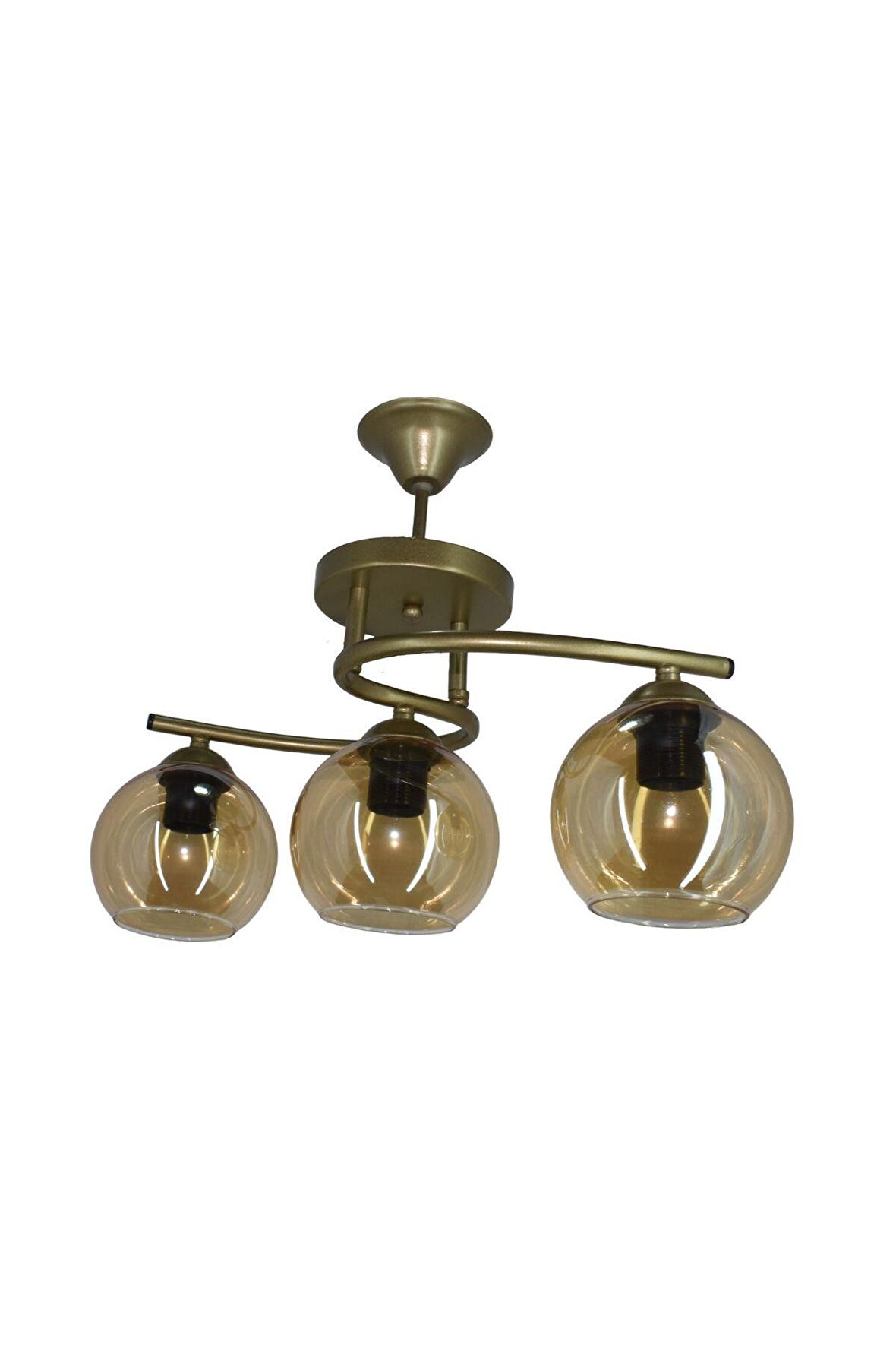 Fuji Eskitme 3'lü Bal Camlı Avize | Kaliteli Modern Metal Avize