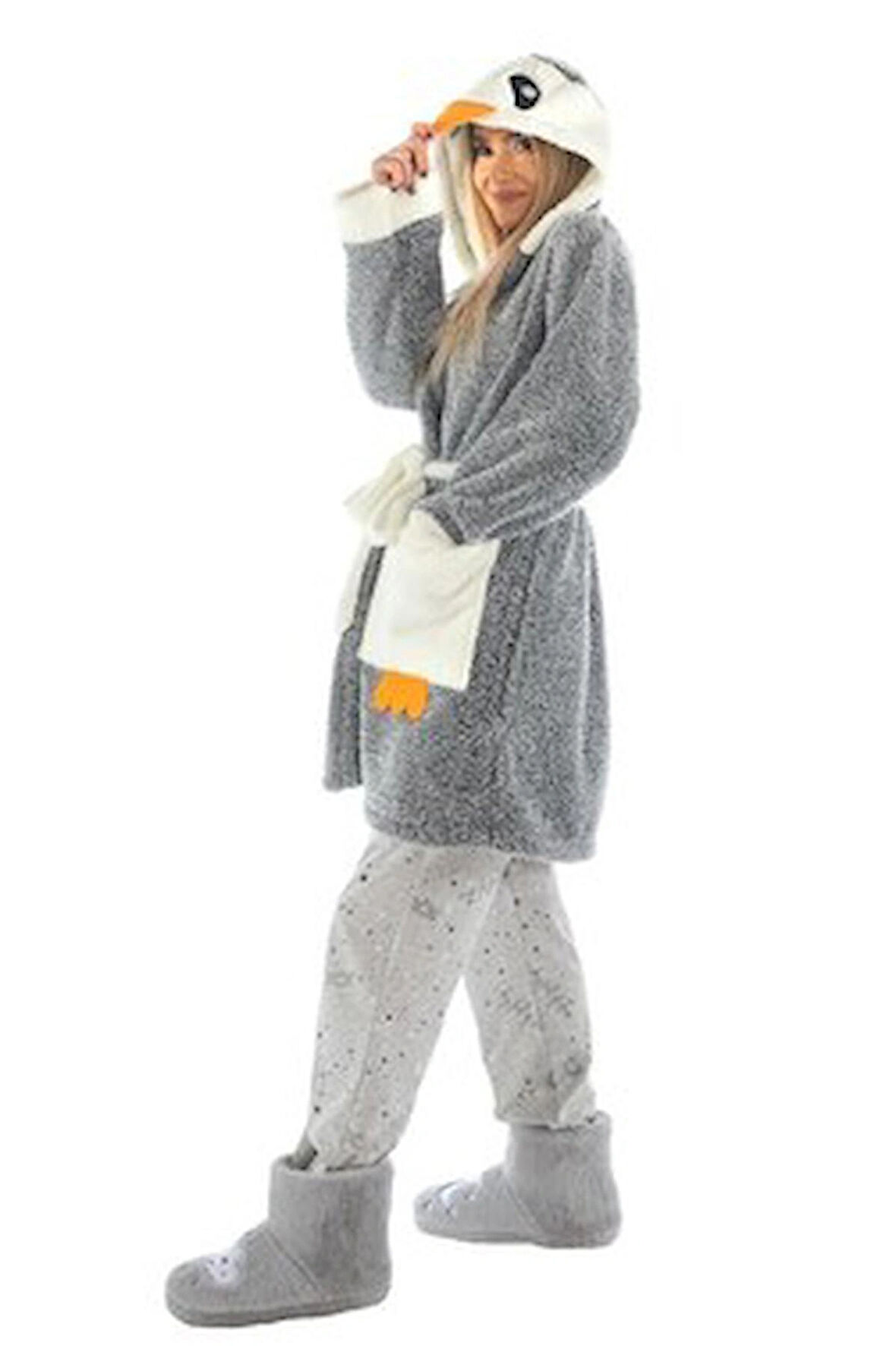 Penguen desenli peluş welsoft bornoz L/XL