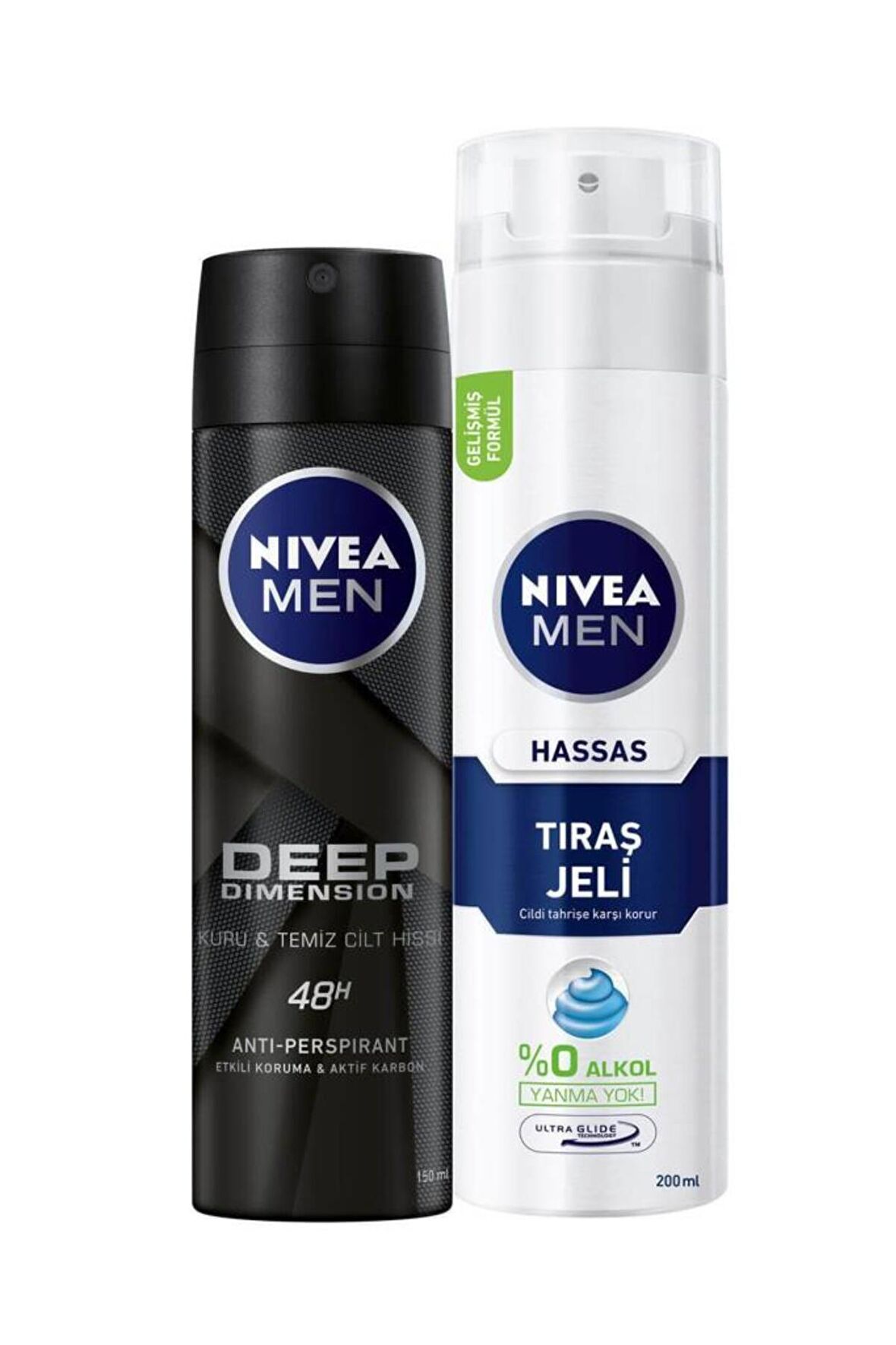 Nivea Deep Dimension Erkek Deosprey 150ml Tıraş Jeli Hassas Ciltler Için 200 ml