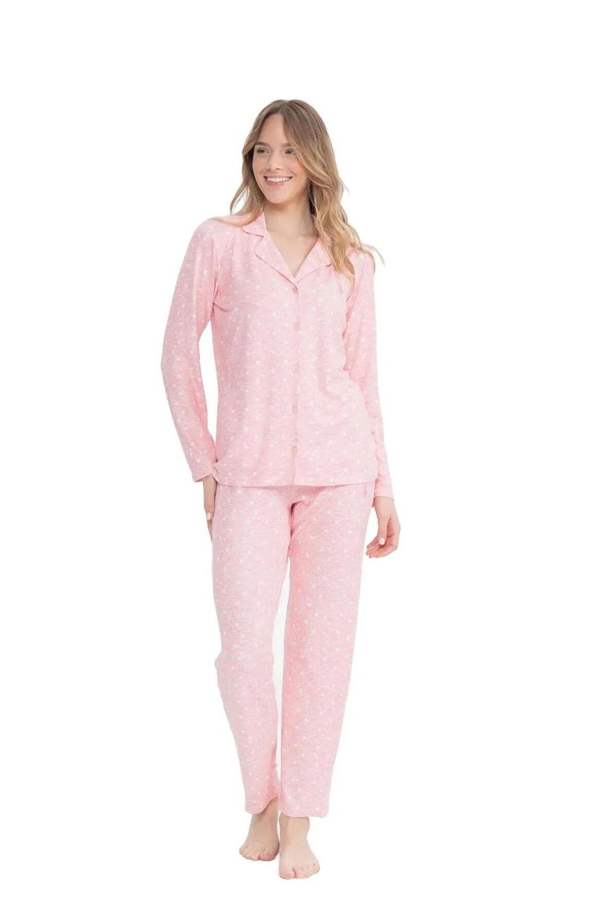 U.S. Polo Assn. Kadın Boydan Patlı Uzun Kollu Pijama Takımı