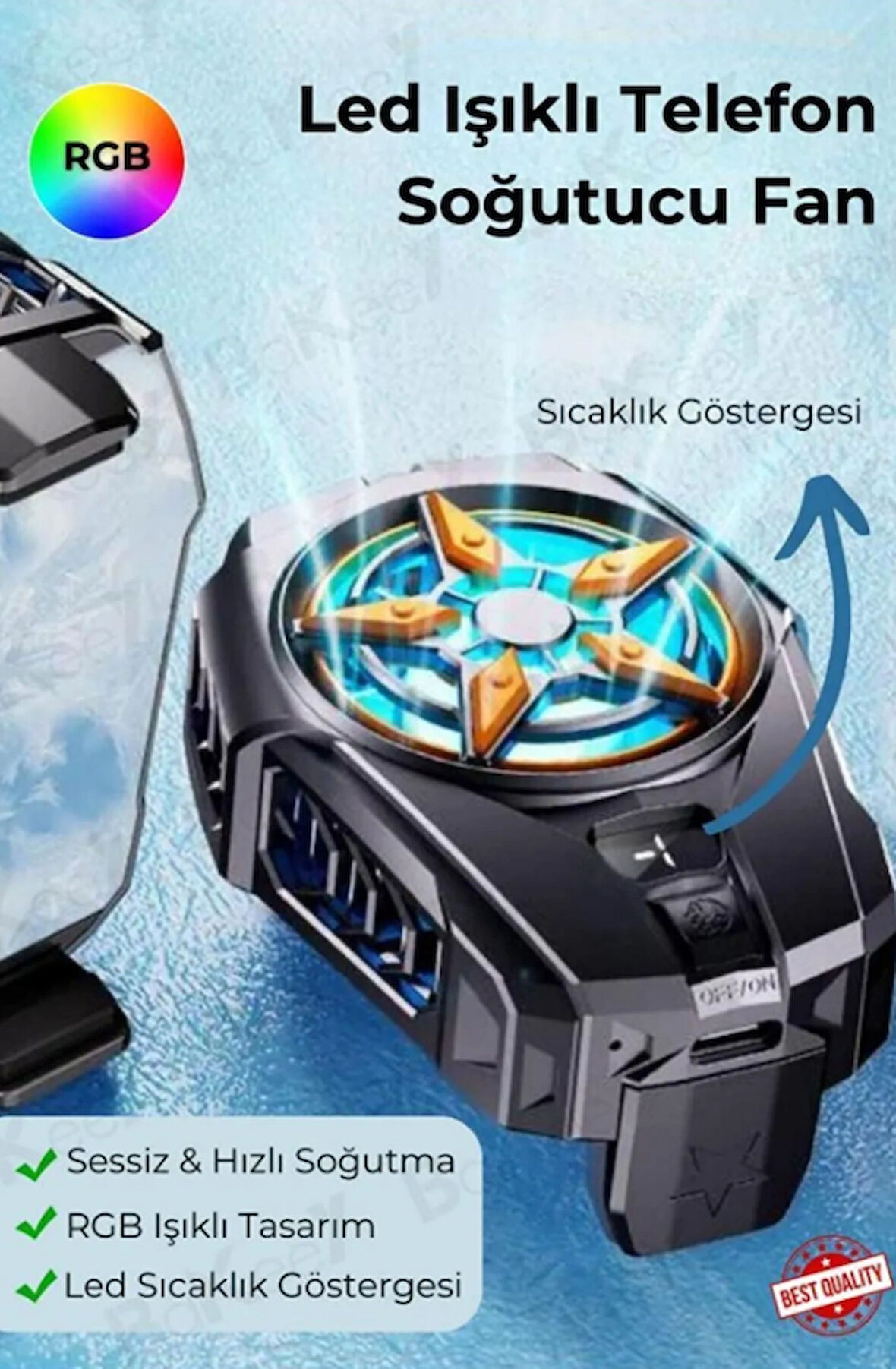 SL-09 Soğutmalı Işıklı Oyuncular İçin Telefon Soğutma Fanı Sessiz PRO Soğutucu