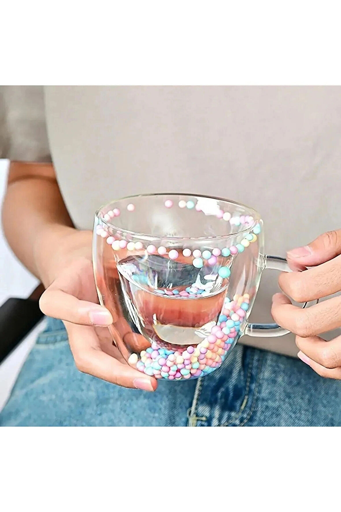 2 Adet - 230 ML Kalpli Köpüklü  Çift Cidarlı Şeffaf Espresso Cam Bardak Ofis Ev Kahve