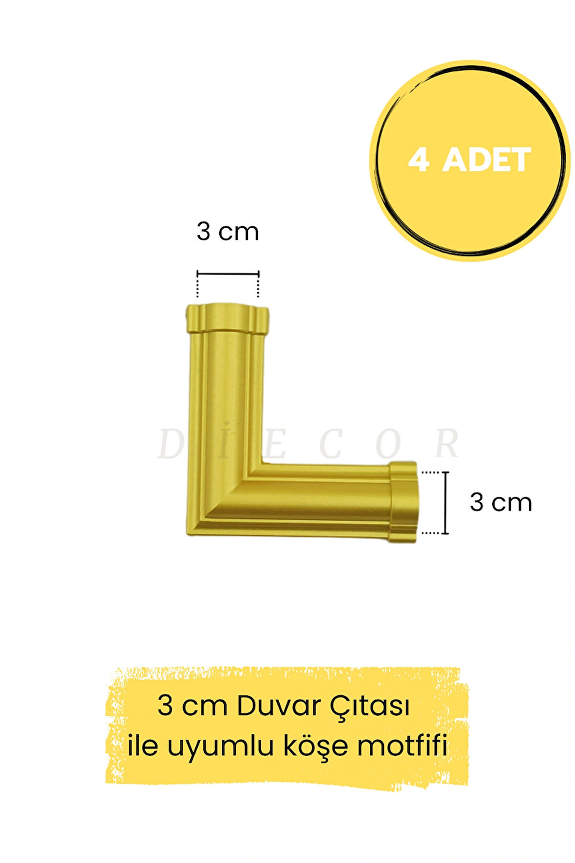 Dekoratif Polimer 3 cm Duvar Çıtası Uyumlu Köşe Motifi