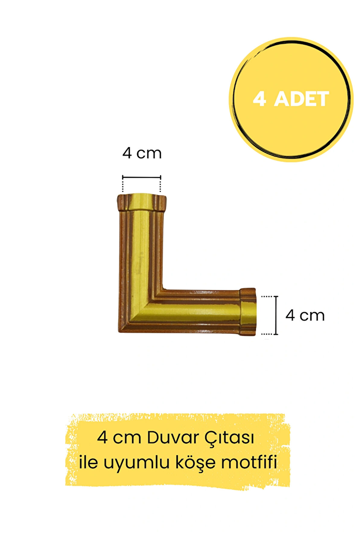 Dekoratif Polimer 4 cm Duvar Çıtası Uyumlu Köşe Motifi