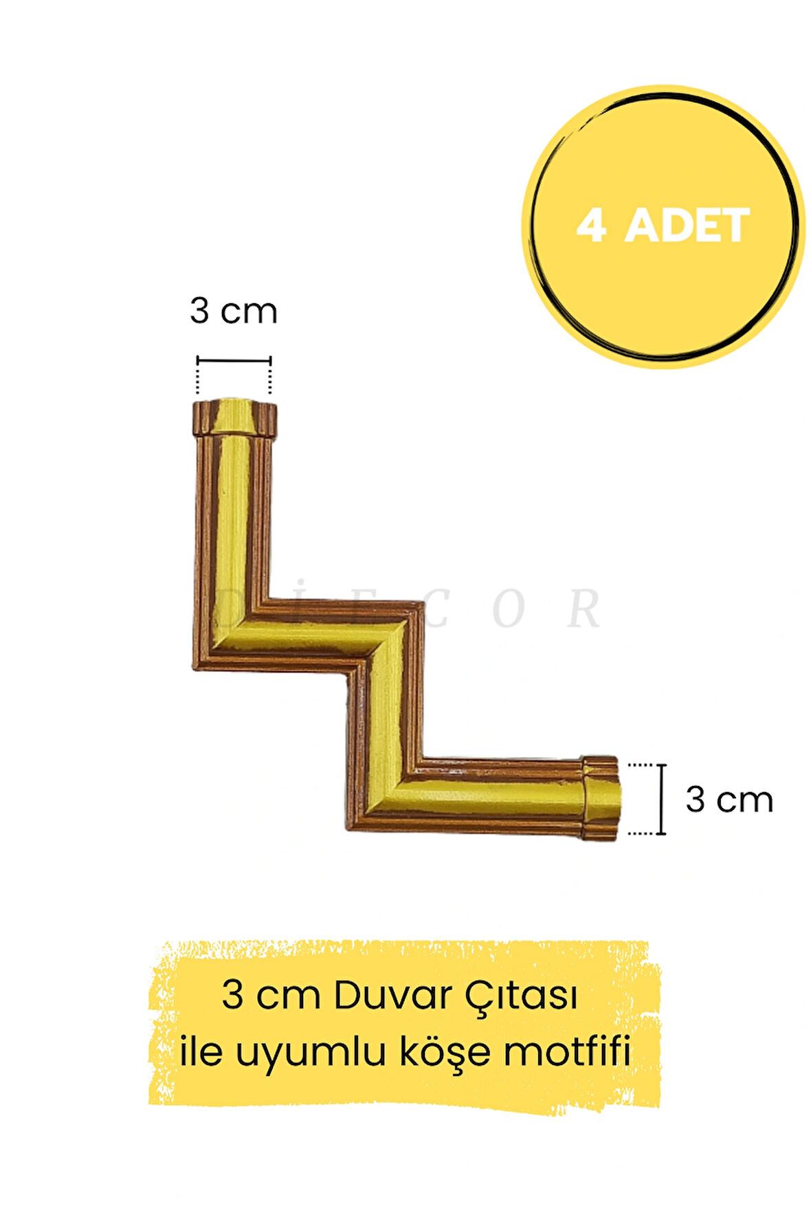 Dekoratif Polimer 3 cm Duvar Çıtası Uyumlu Köşe Motifi