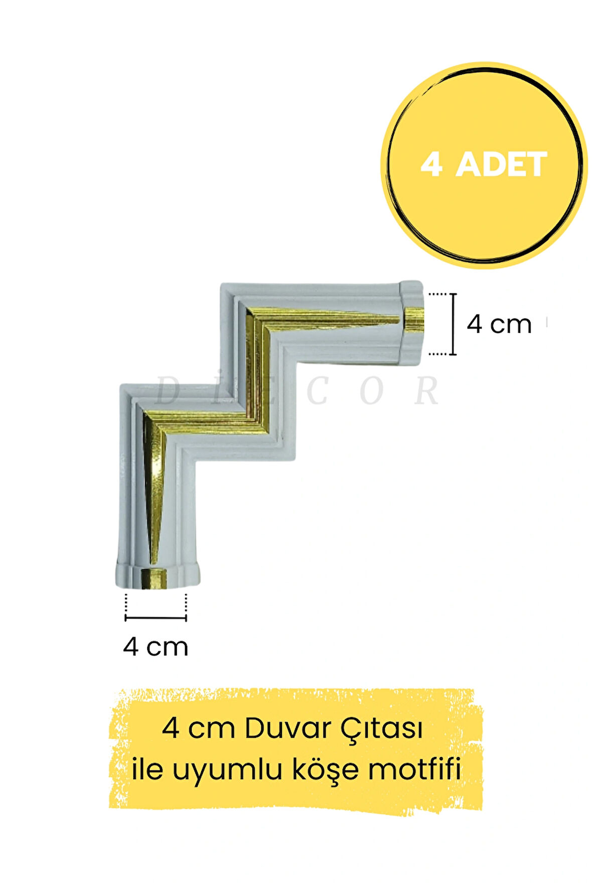 Dekoratif Polimer 4 cm Duvar Çıtası Uyumlu Köşe Motifi