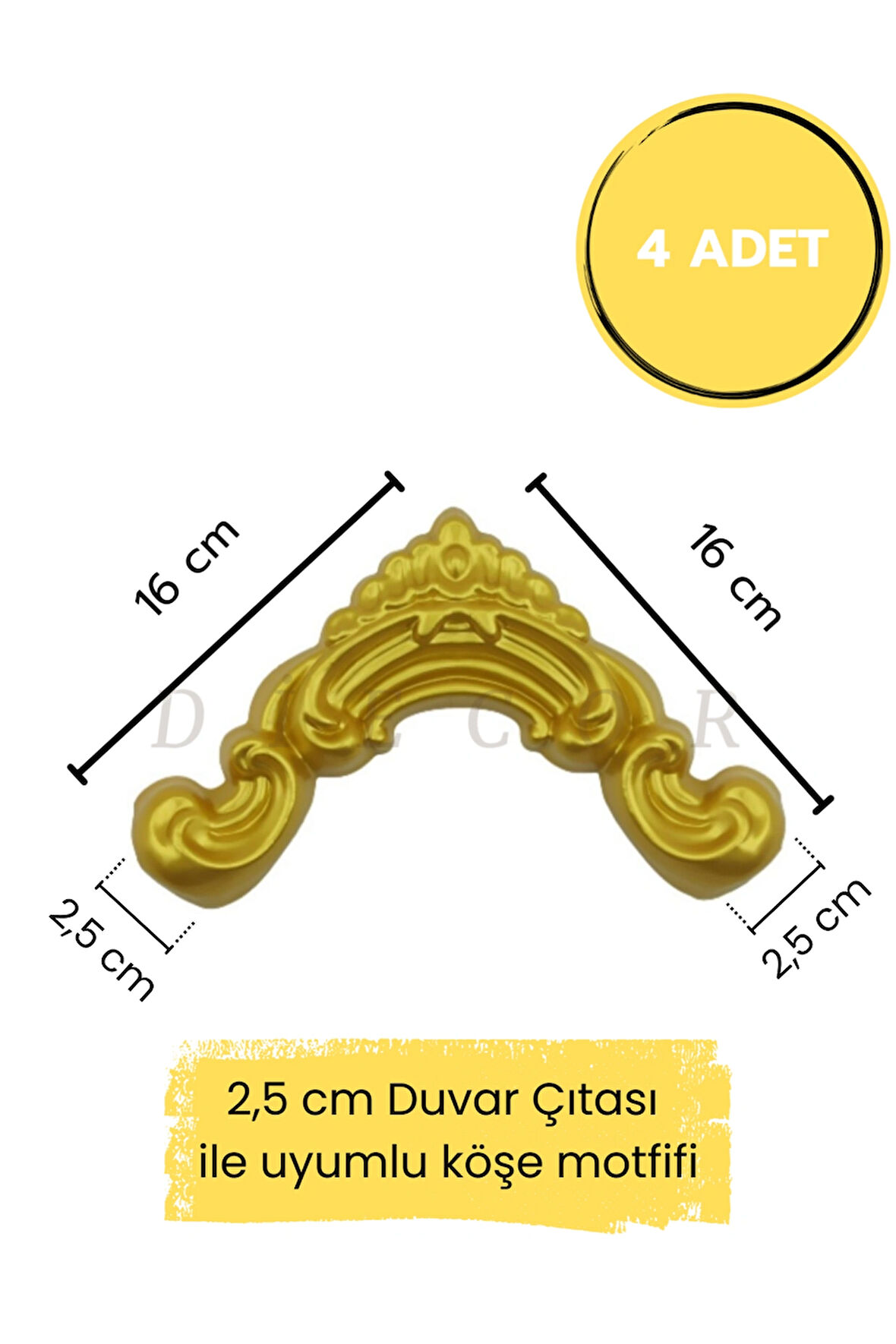 Dekoratif Polimer 2,5 cm Duvar Çıtası Uyumlu Köşe Motifi