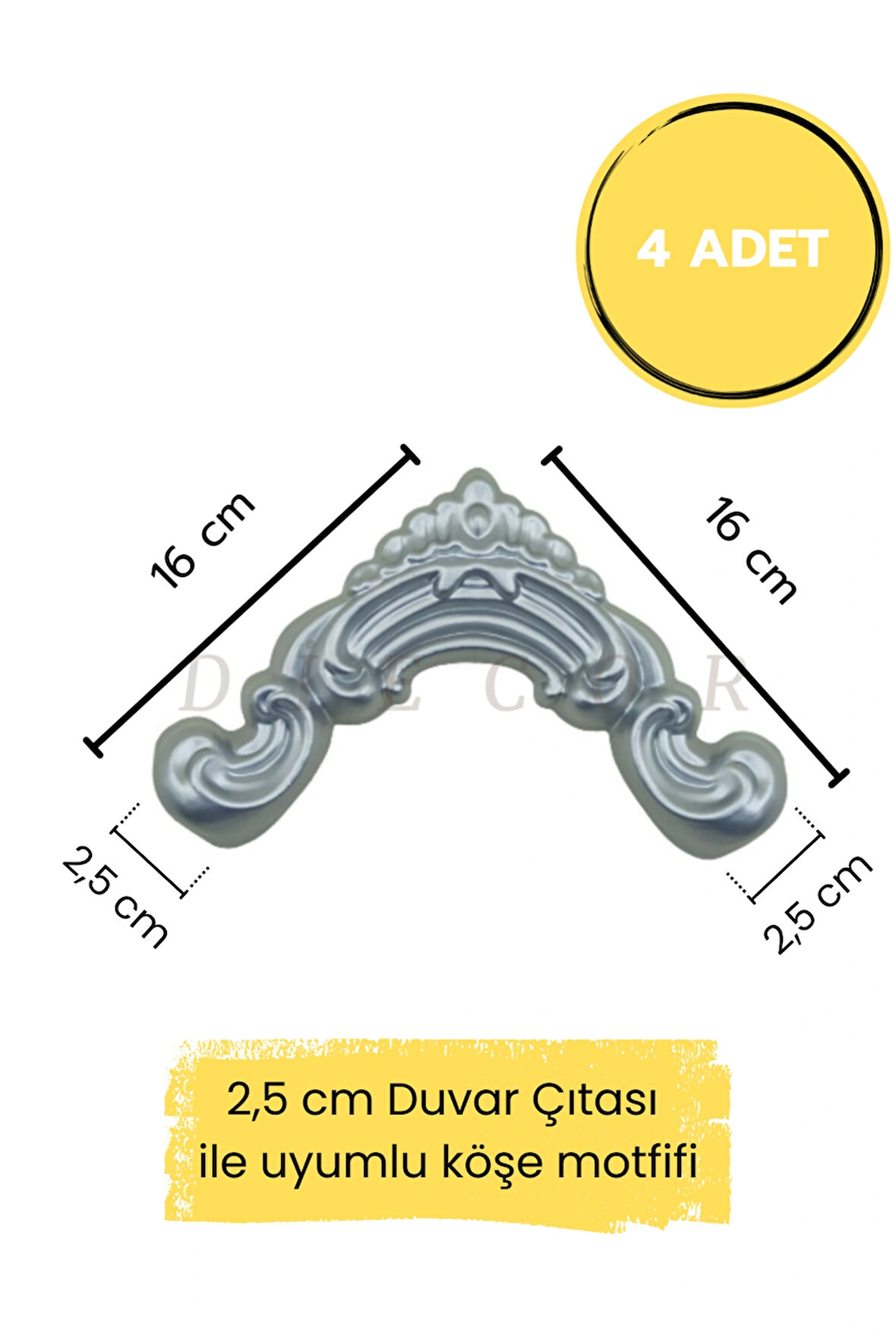 Dekoratif Polimer 2,5 cm Duvar Çıtası Uyumlu Köşe Motifi