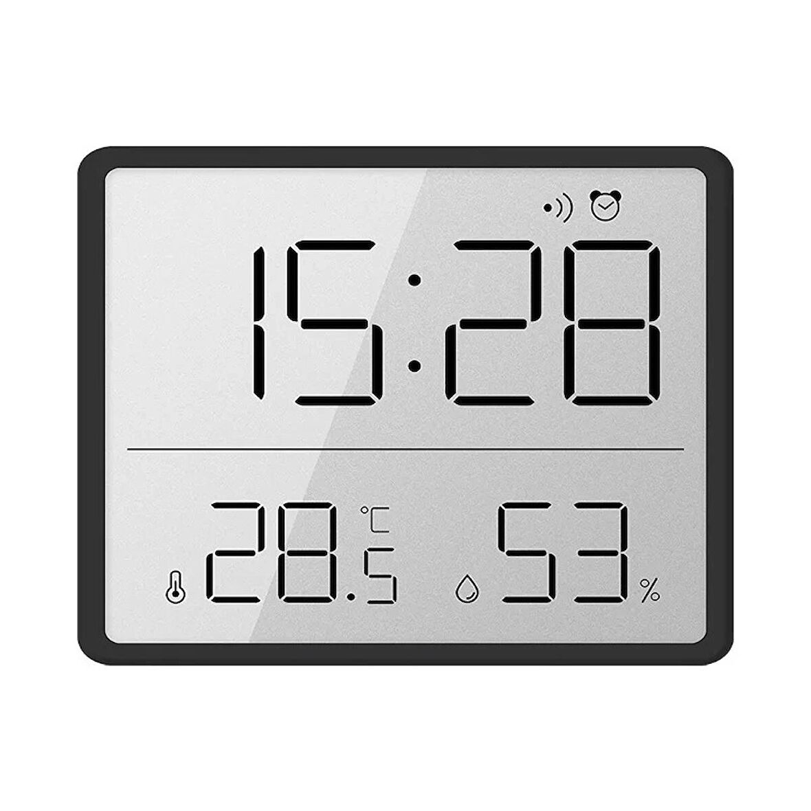 Mıknatıslı LCD Dijital Ekran Saat  Alarm Sıcaklık  Nem Göstergeli Pilli Şık Modern Tasarım