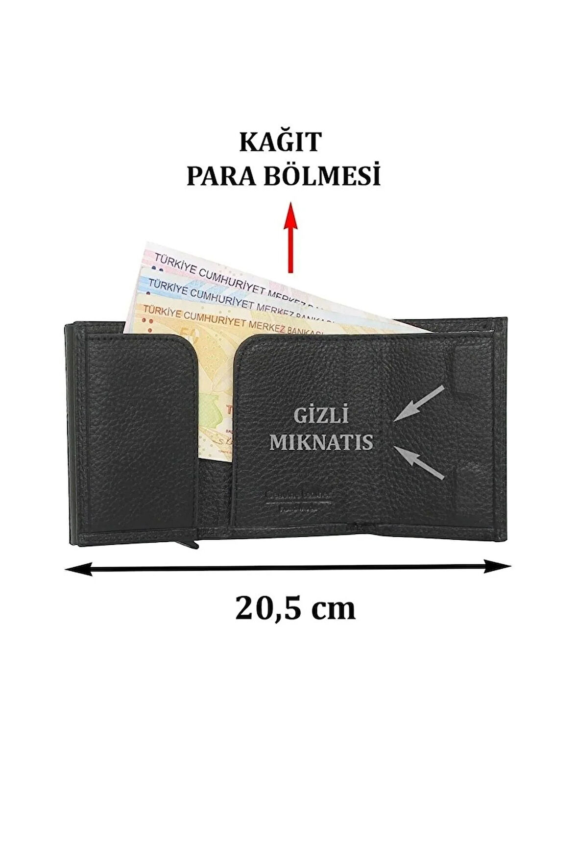 Otamatik Mekanizmalı Kartvizitlik Mıknatıslı Banknot Para Bölmeli Kartlık