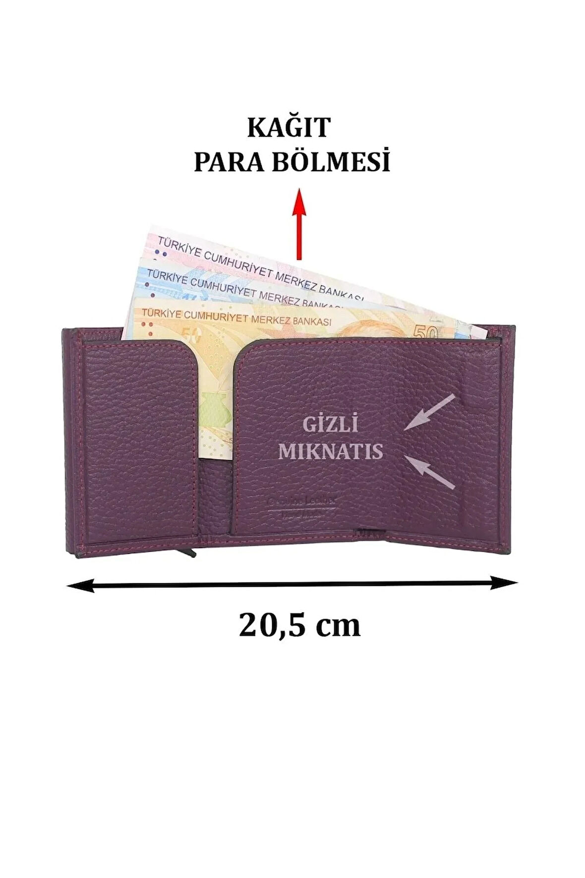 Otamatik Mekanizmalı Kartvizitlik Mıknatıslı Banknot Para Bölmeli Kartlık