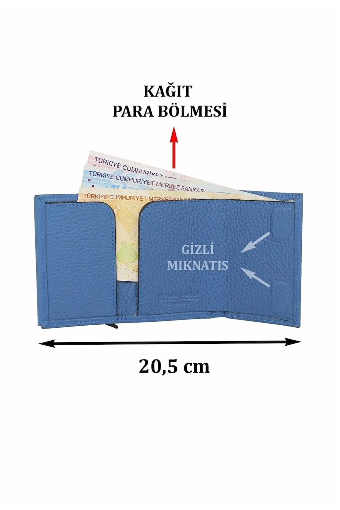 Otamatik Mekanizmalı Kartvizitlik Mıknatıslı Banknot Para Bölmeli Kartlık