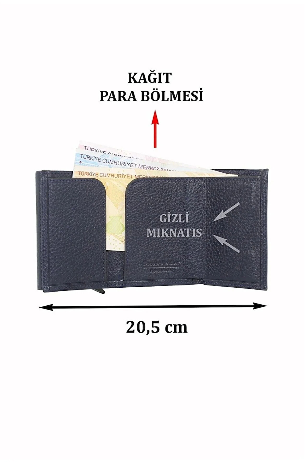 Otamatik Mekanizmalı Kartvizitlik Mıknatıslı Banknot Para Bölmeli Kartlık