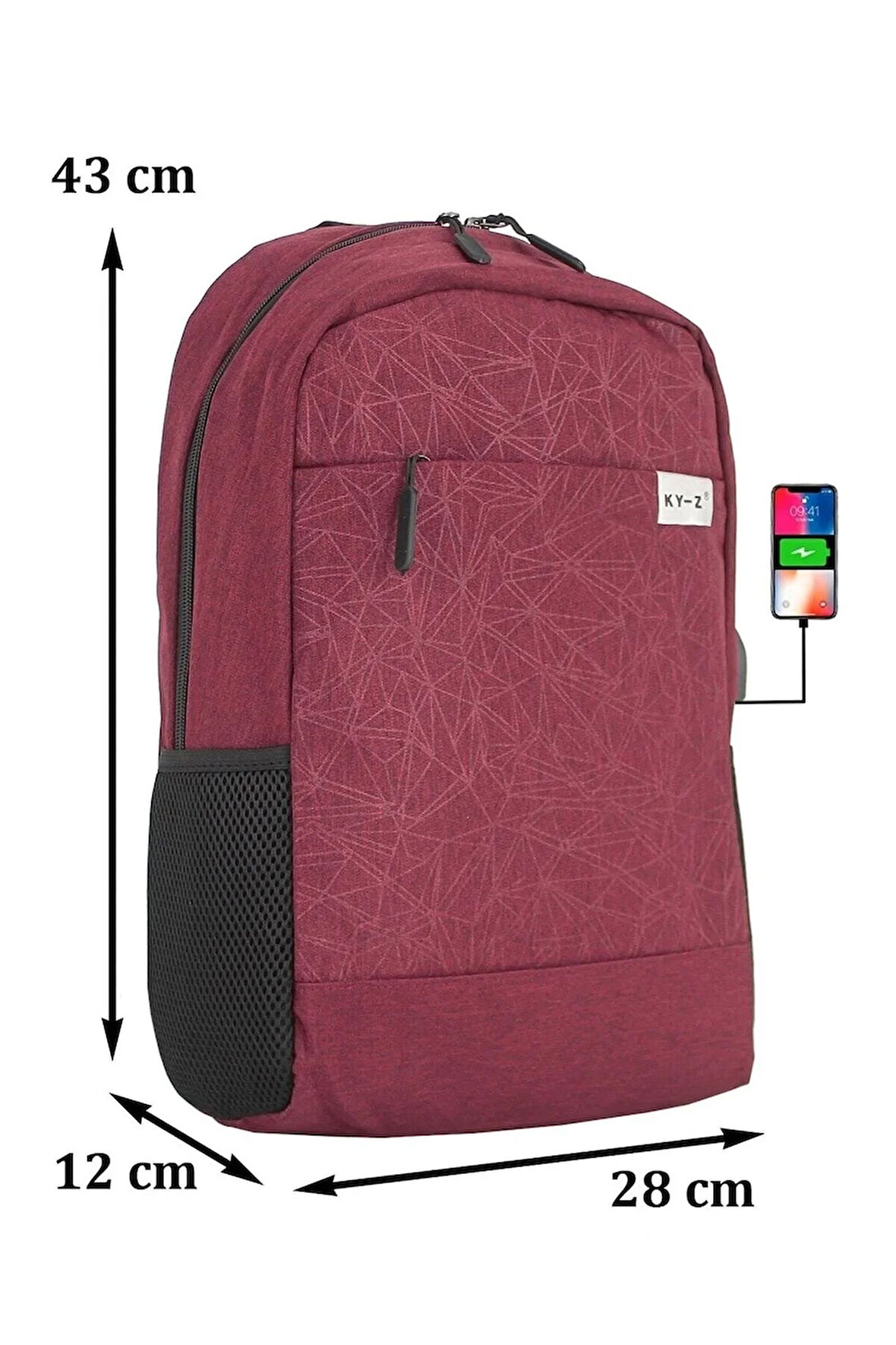 Usb Çıkışlı 15,6 Inç Leptop Sırt Çantası Suya Dayanıklı Ithal Kumaş Yan Cepli