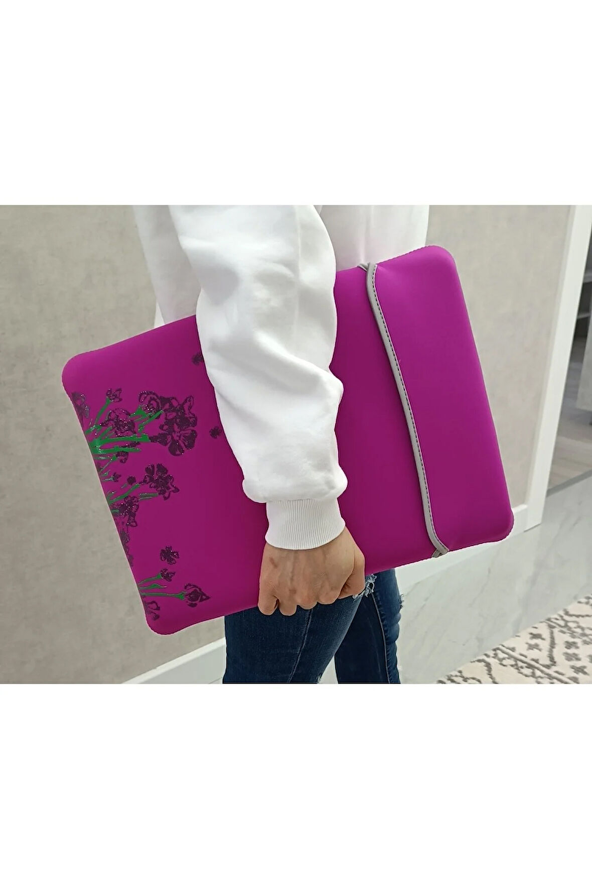 Suya Dayanıklı Neopren Notebook Tablet Ipad Macbook Pro Air Pembe Laptop Kılıfı Çantası 13" Inç 15"