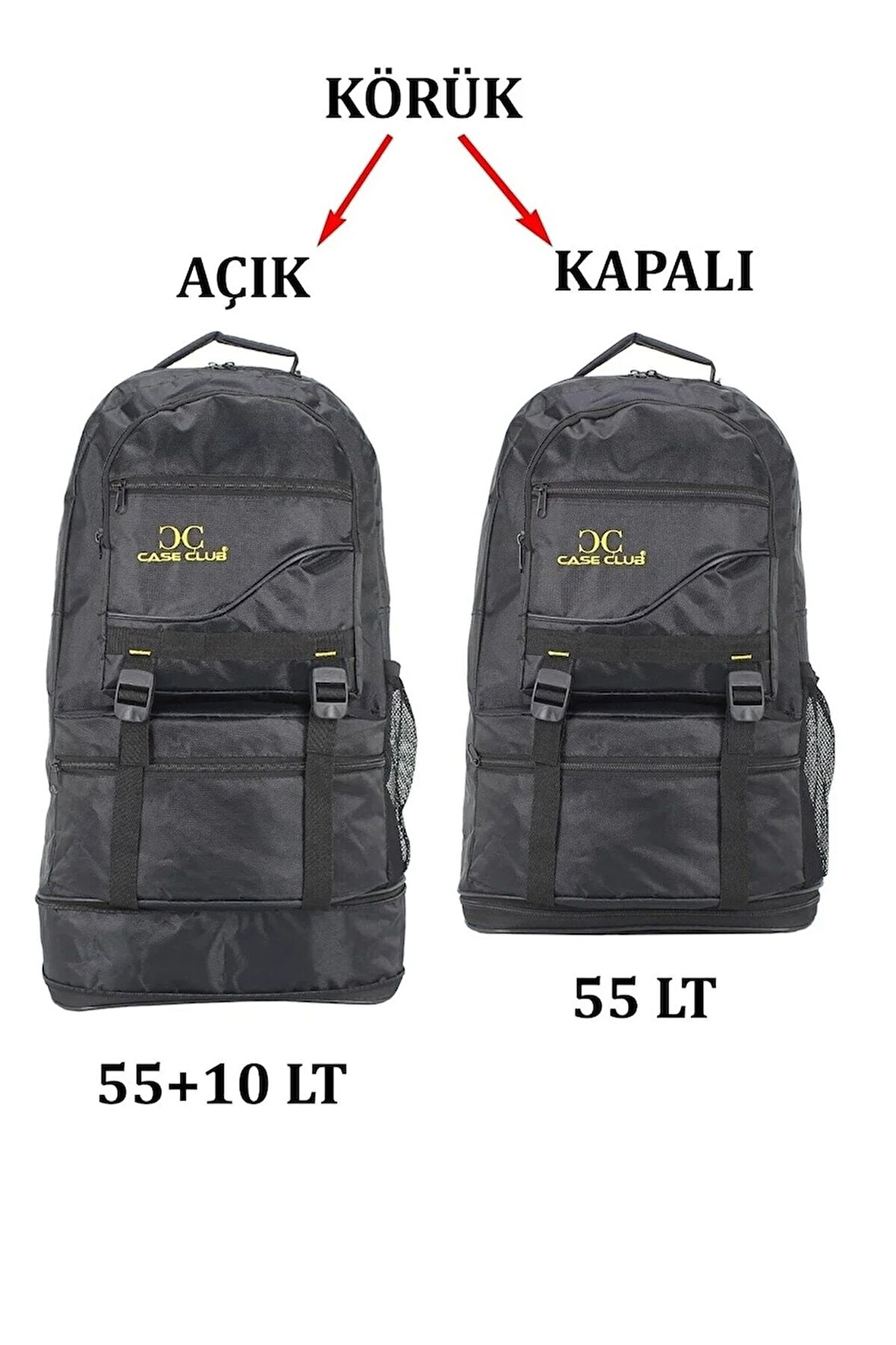 Körüklü Dağcı Spor Çantası Suya Dayanıklı Kumaş 65 Litre