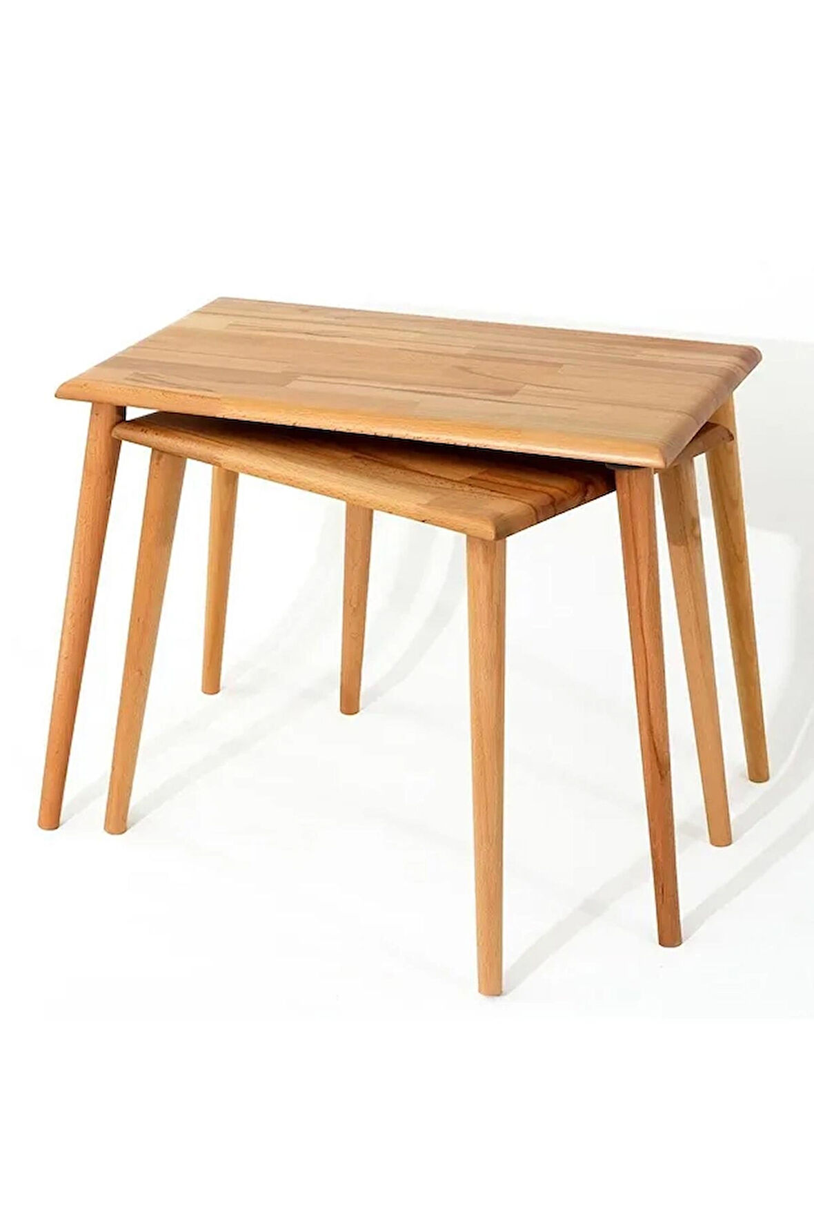 Fawdecor Dikdörtgen Masif Doğal Tekli, 2'li, 3'lü Zigon Sehpa Set, Modern Masif Yan Sehpa 2'li